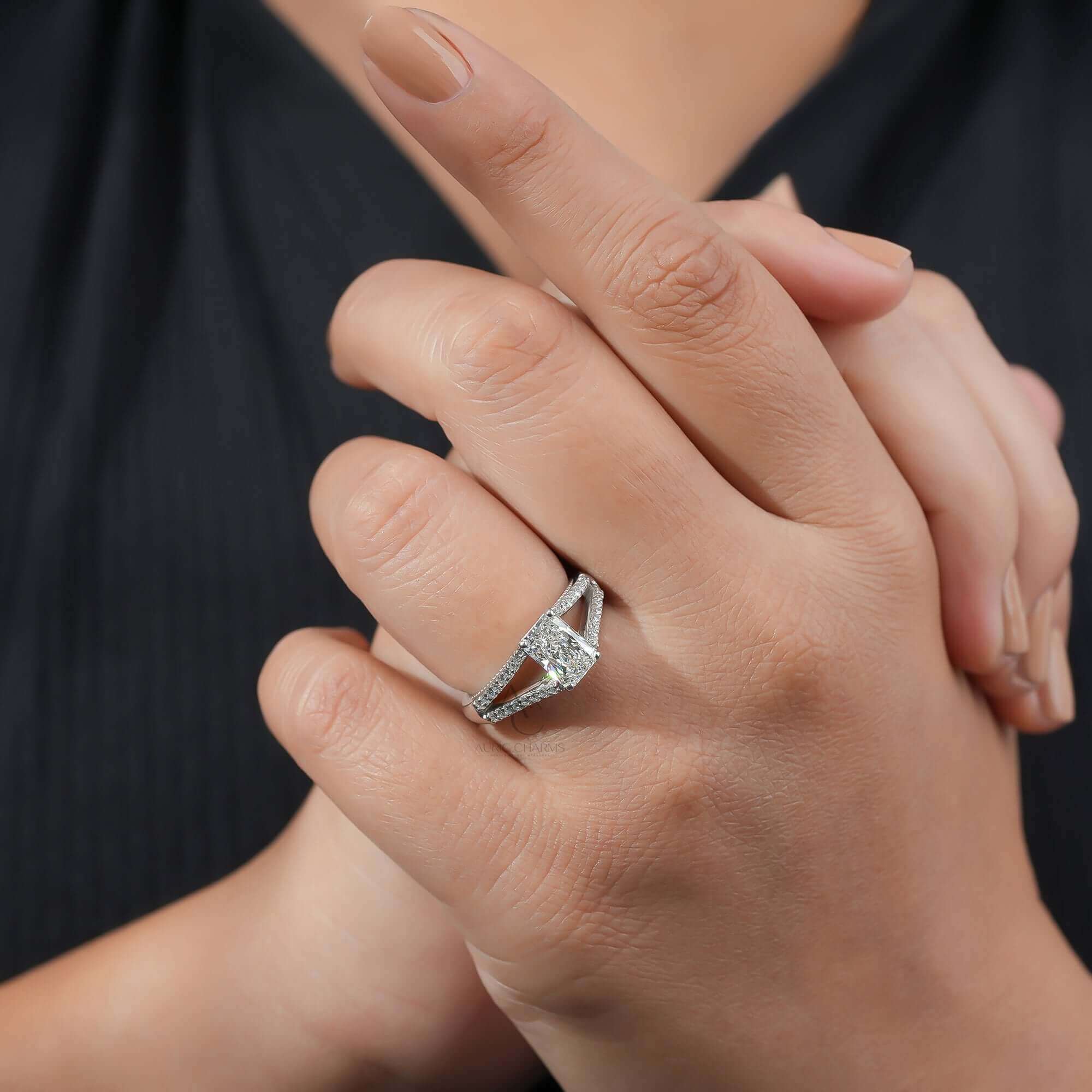 Monroe Radiant Cut Vintage Split Shank Ring