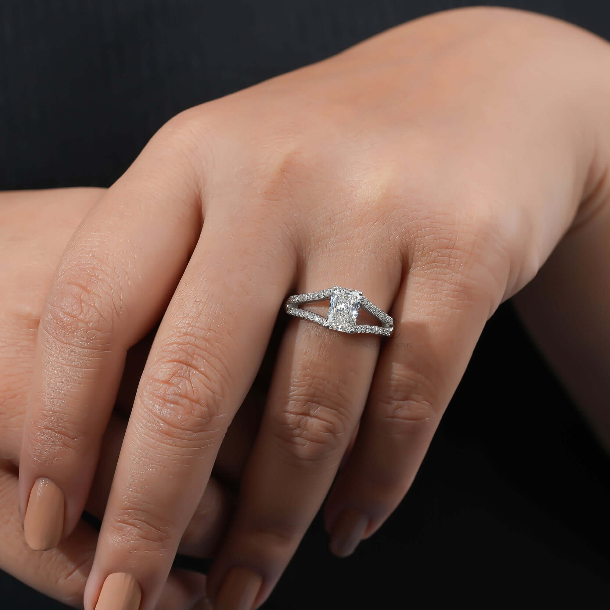 Monroe Radiant Cut Vintage Split Shank Ring