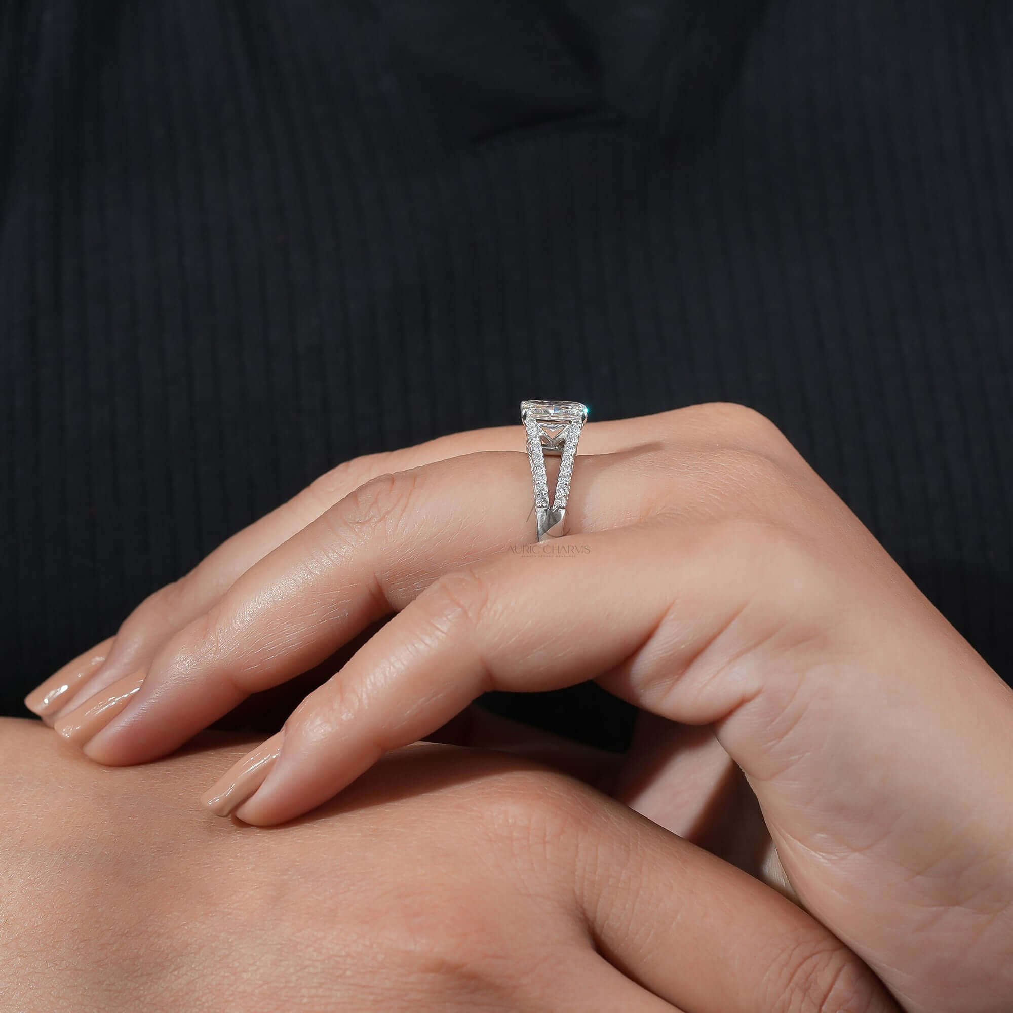 Monroe Radiant Cut Vintage Split Shank Ring