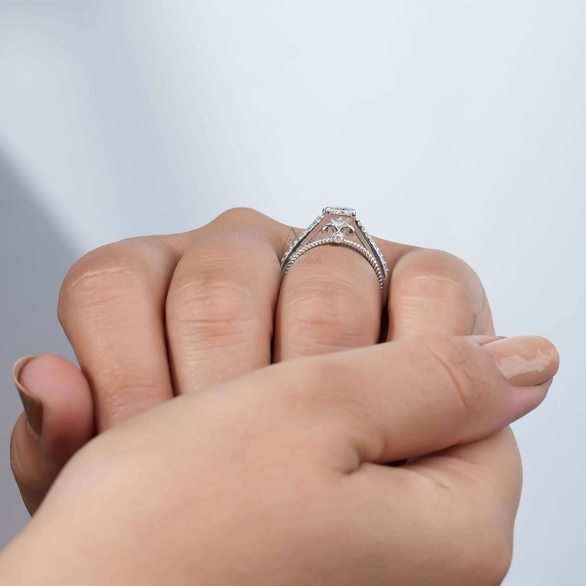 Monroe Radiant Cut Vintage Split Shank Ring