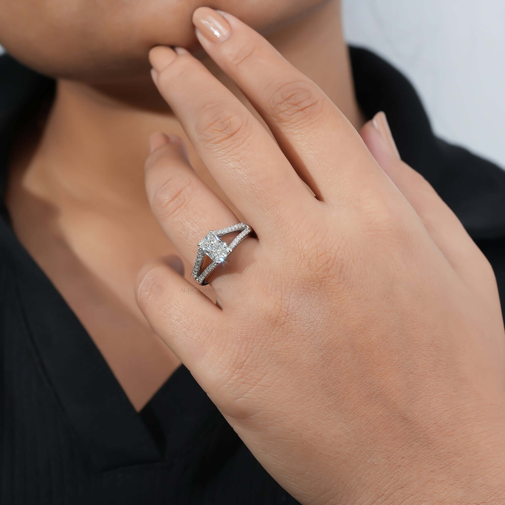 Monroe Radiant Cut Vintage Split Shank Ring