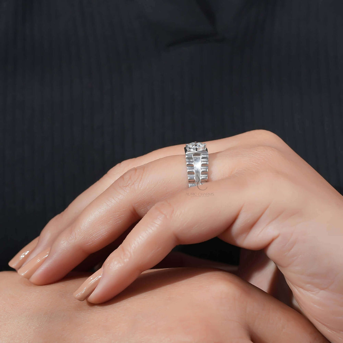 Rolex-Inspired Luxe Men's Solitaire Diamond Ring