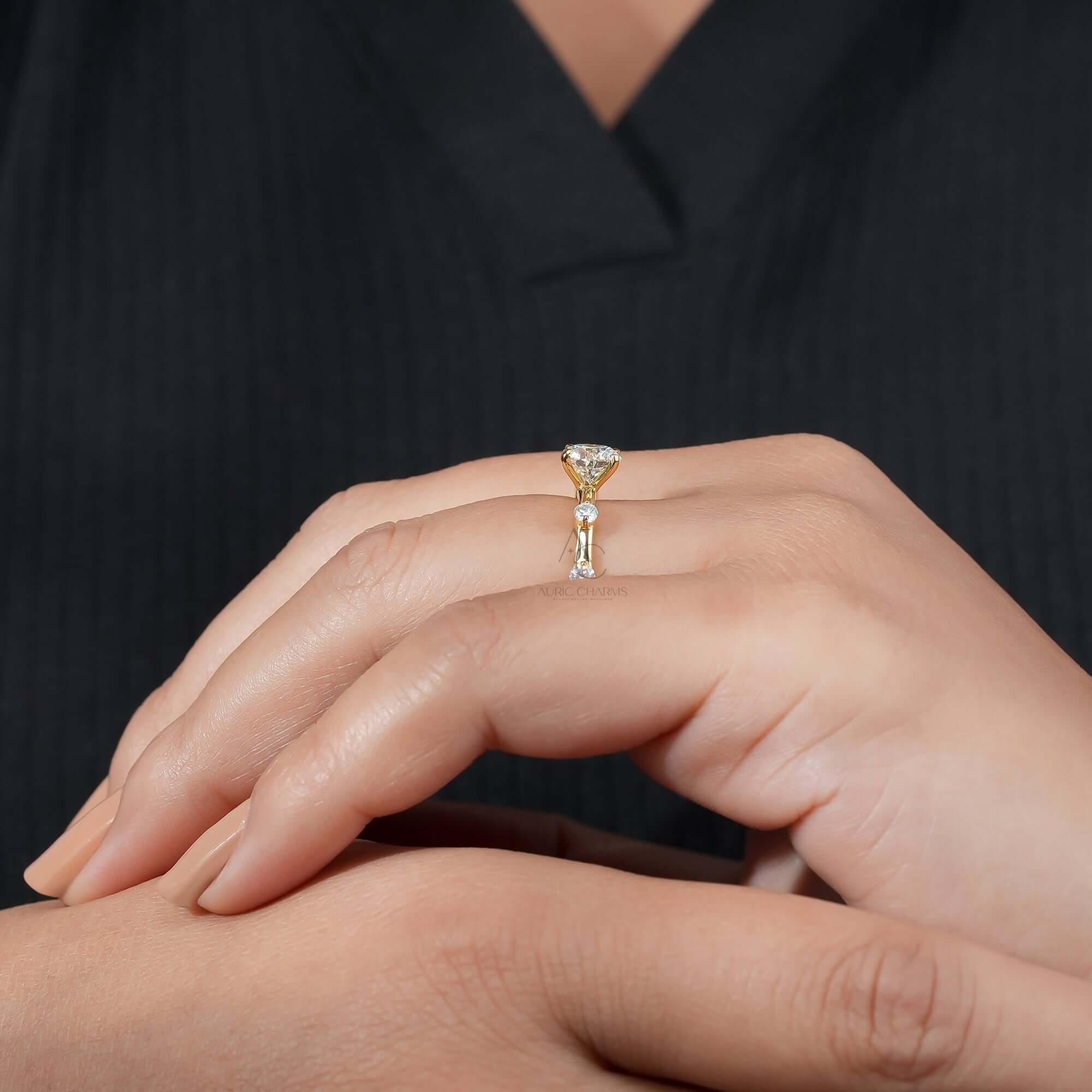 HaloLux Floating Pavé Round Lab‑Grown Diamond Ring