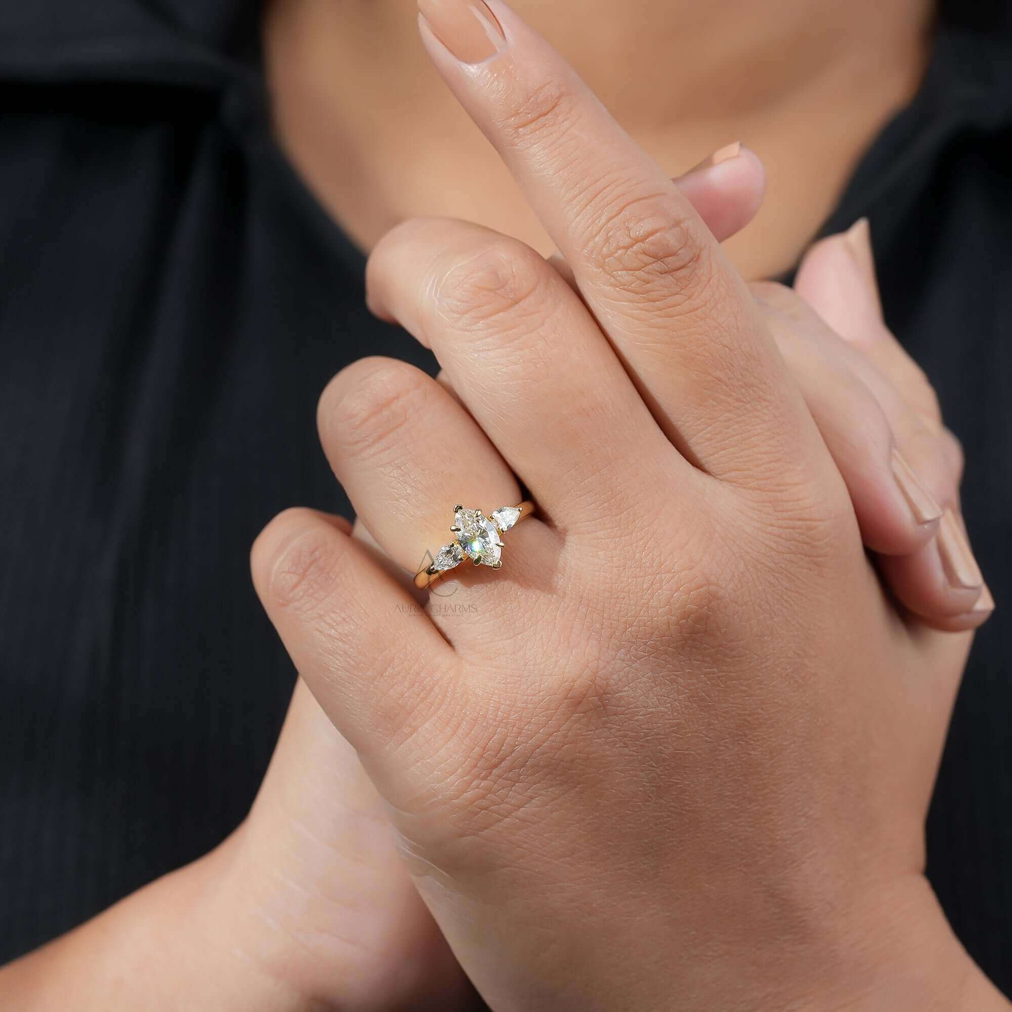 Solena Marquise Three-Stone Diamond Ring