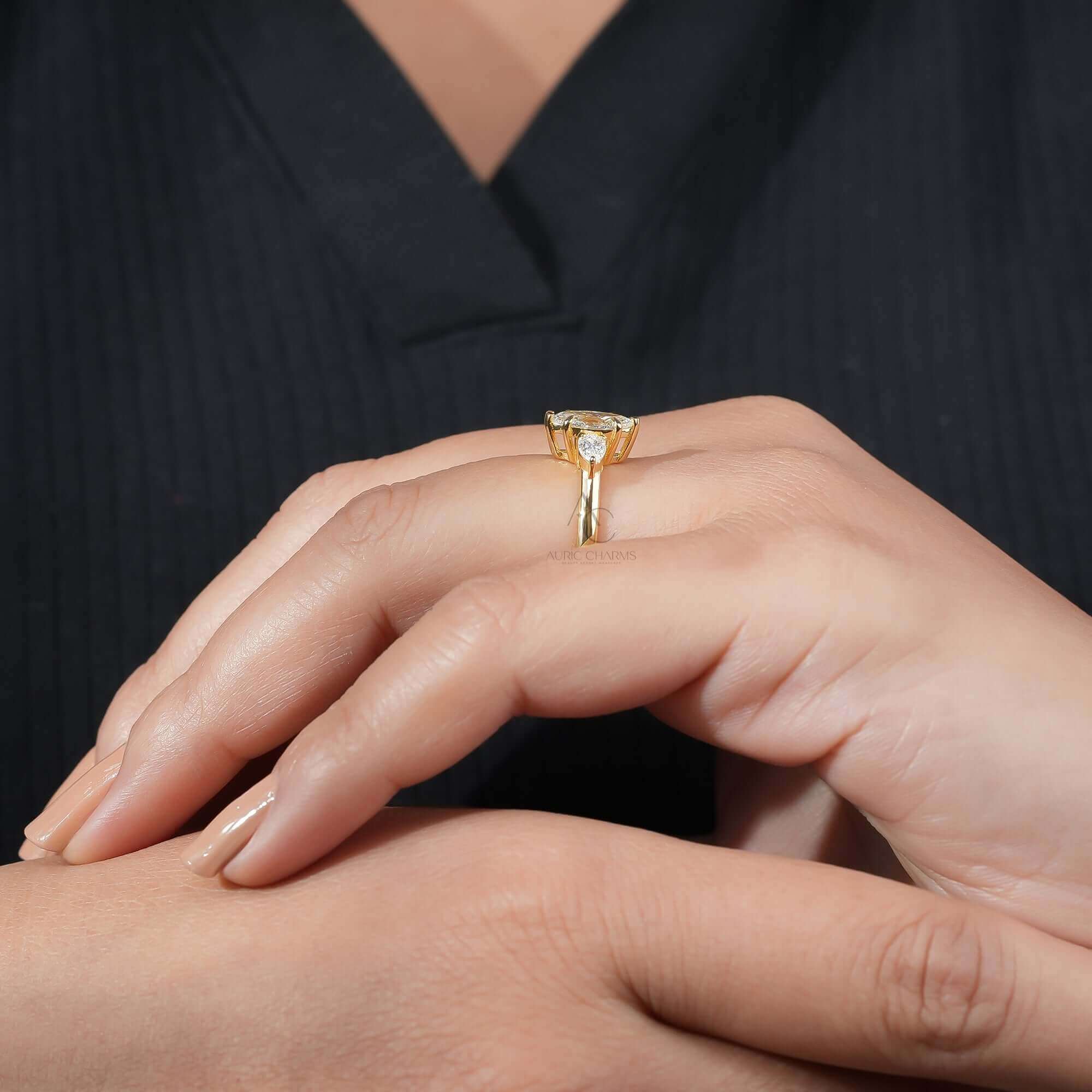 Solena Marquise Three-Stone Diamond Ring