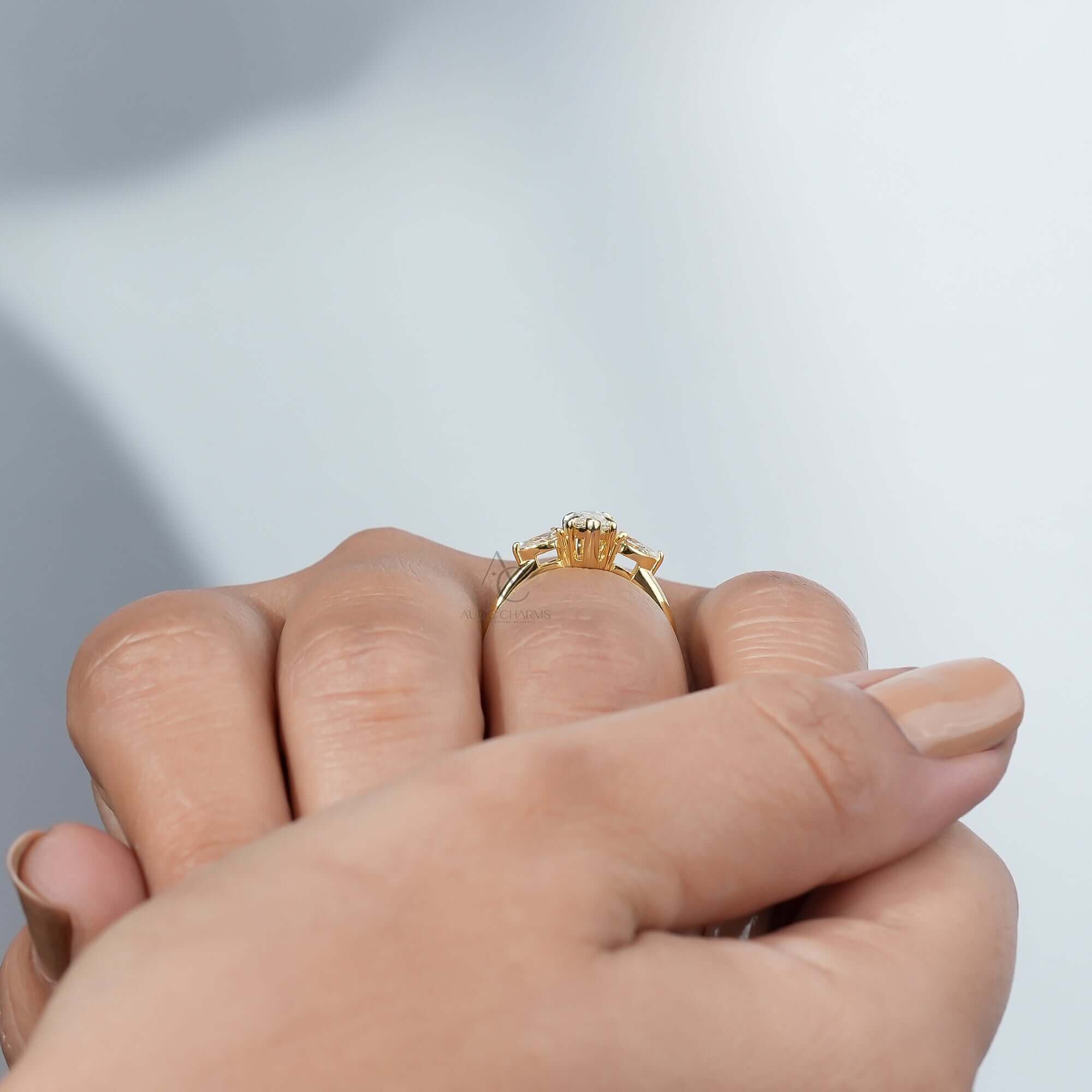 Solena Marquise Three-Stone Diamond Ring