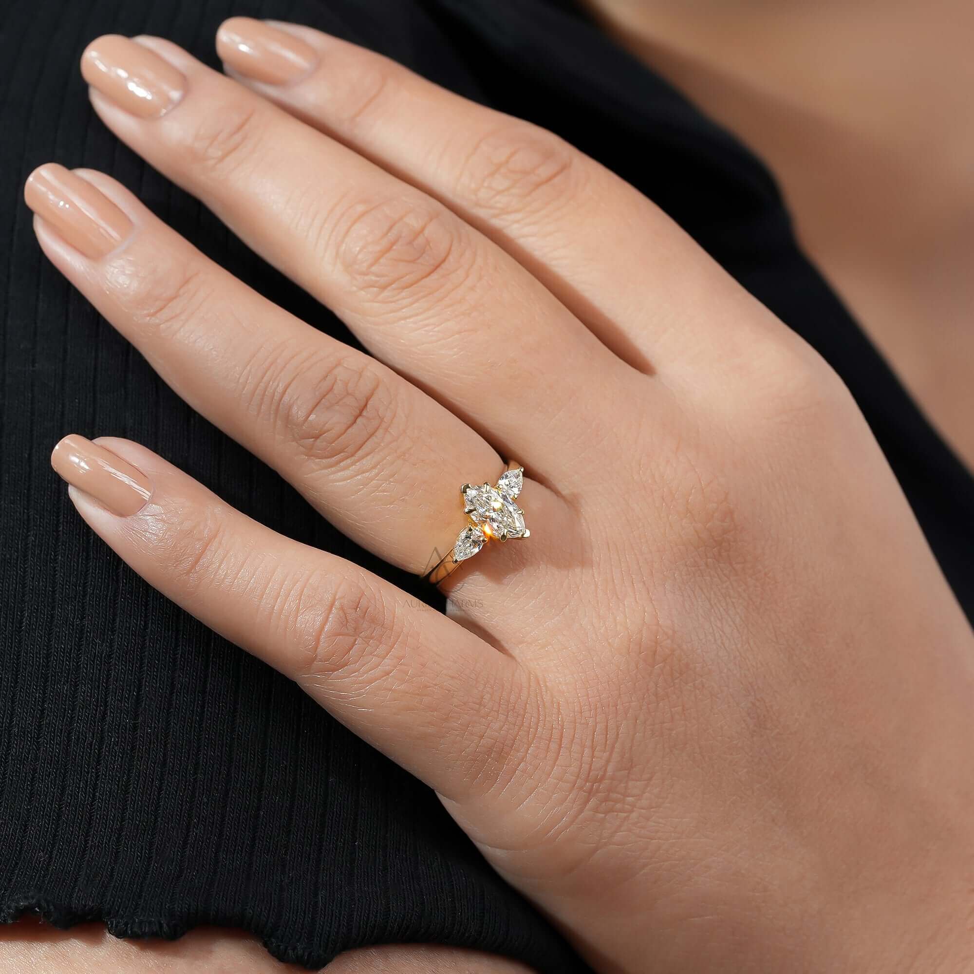 Solena Marquise Three-Stone Diamond Ring