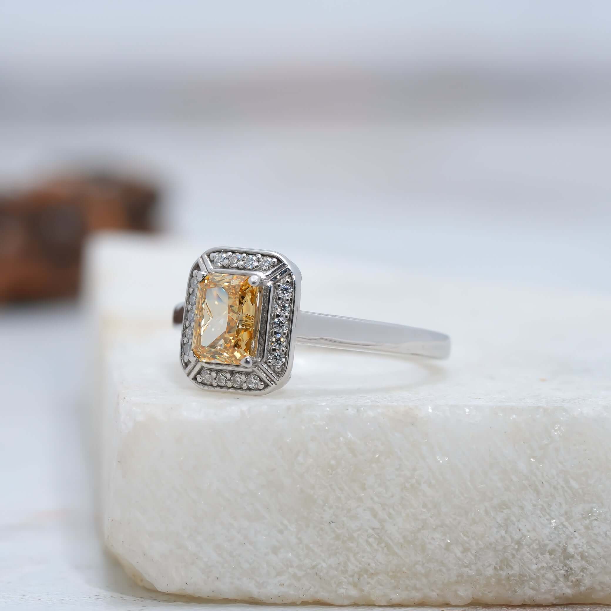 Monroe Radiant Yellow Vintage Halo Diamond Ring