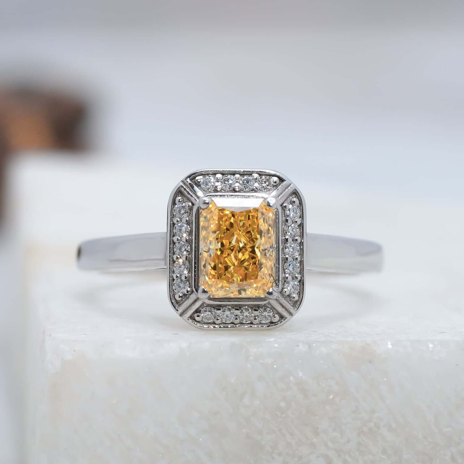 Monroe Radiant Yellow Vintage Halo Diamond Ring