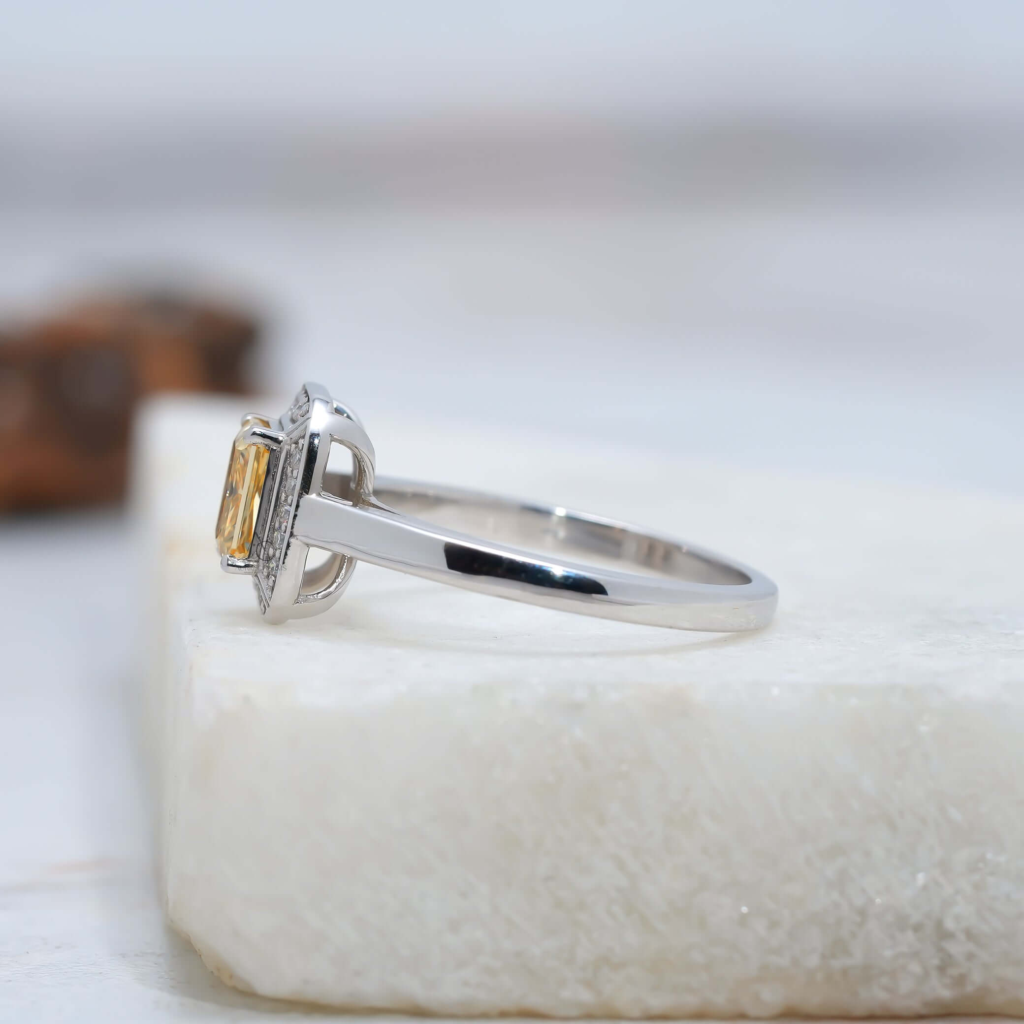 Monroe Radiant Yellow Vintage Halo Diamond Ring