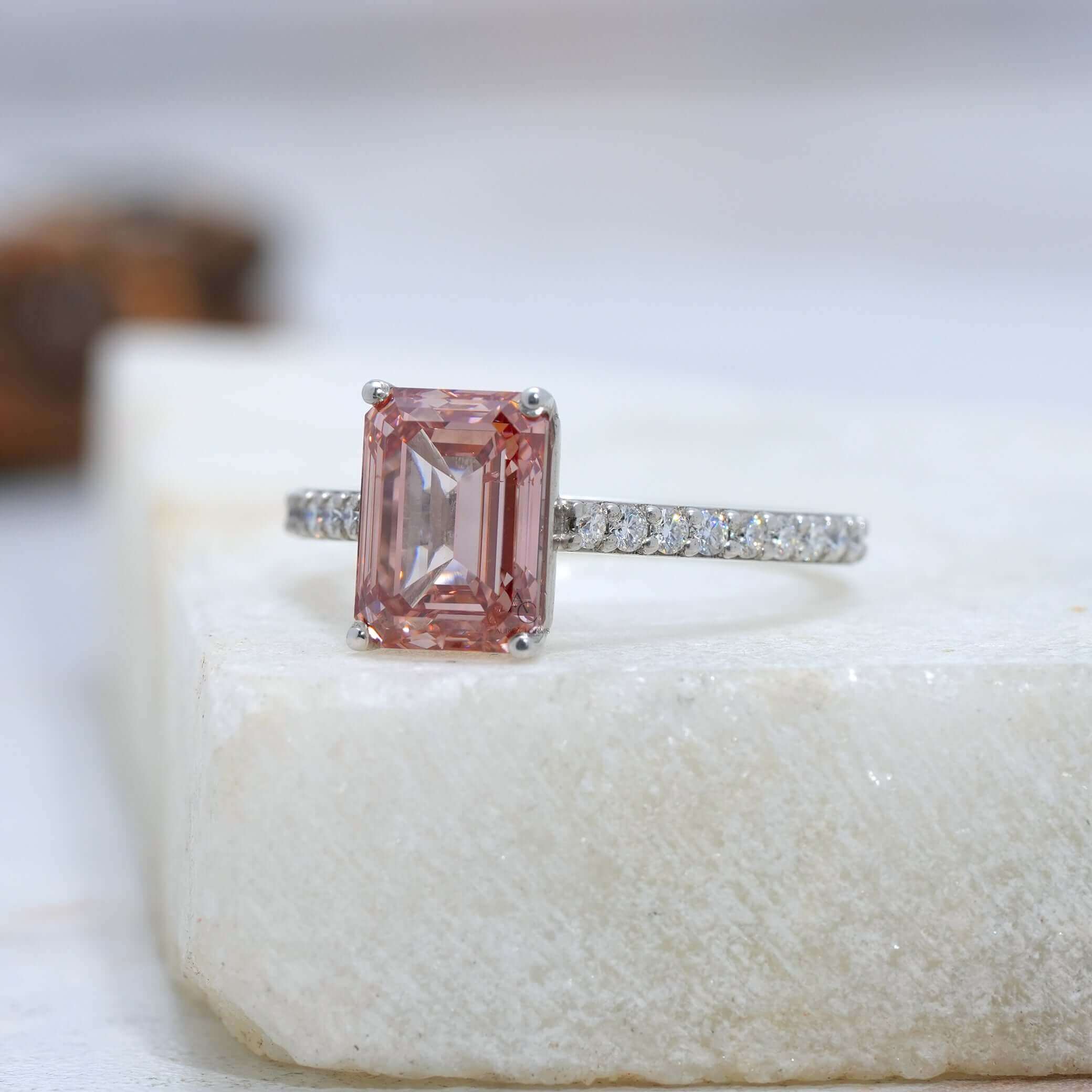 Rosélen Fancy Pink Emerald Engagement Ring