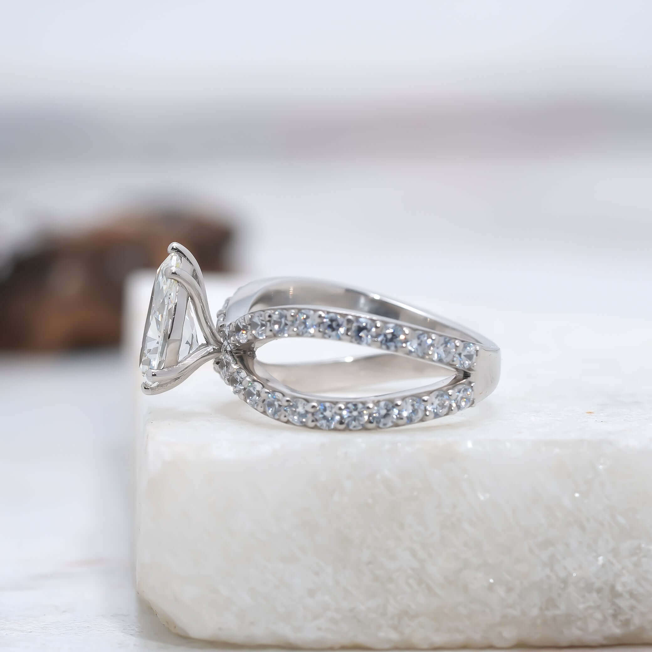 Dakota Criss Cross Pear Diamond Engagement Ring