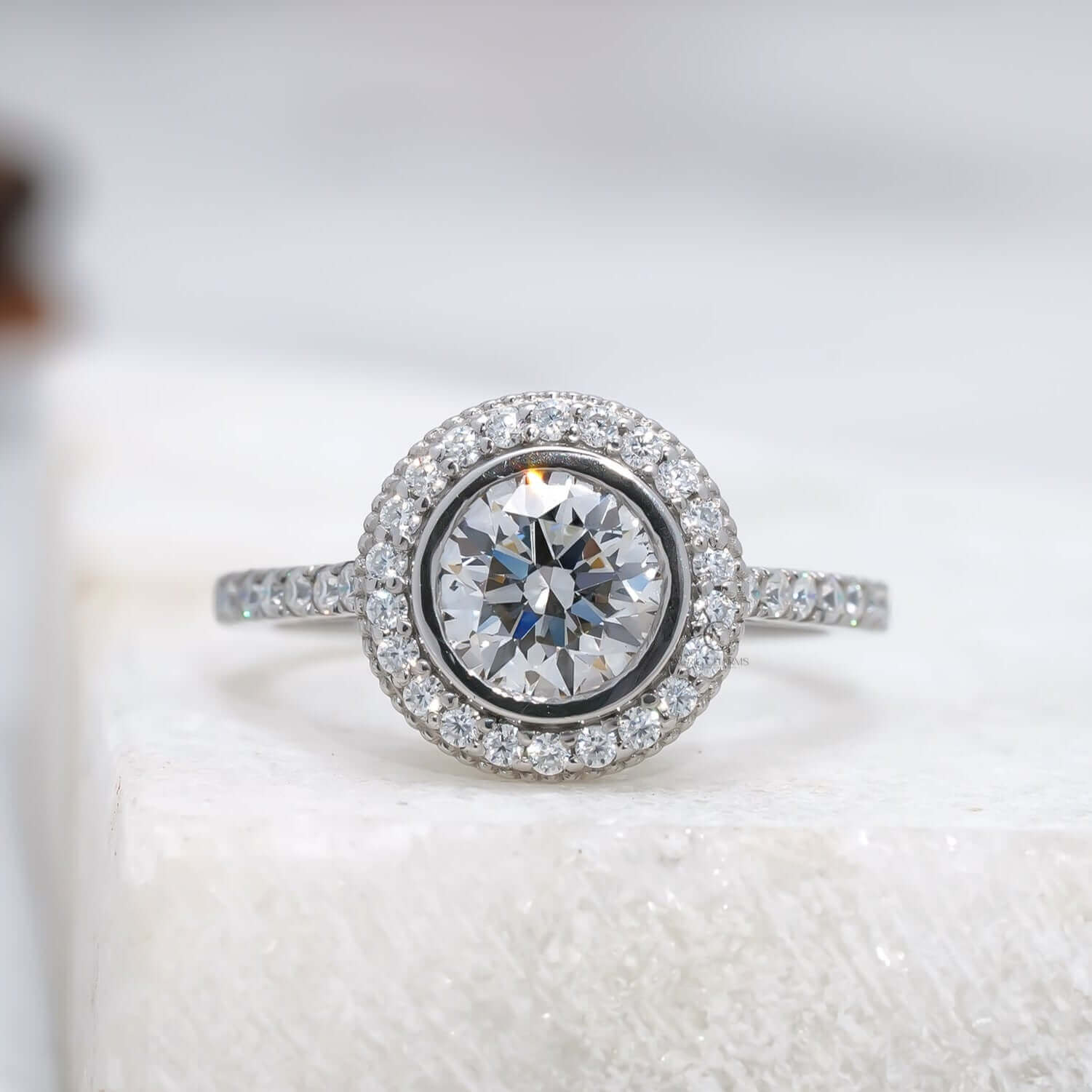 Hepburn Vintage Double Halo Lab Diamond Ring
