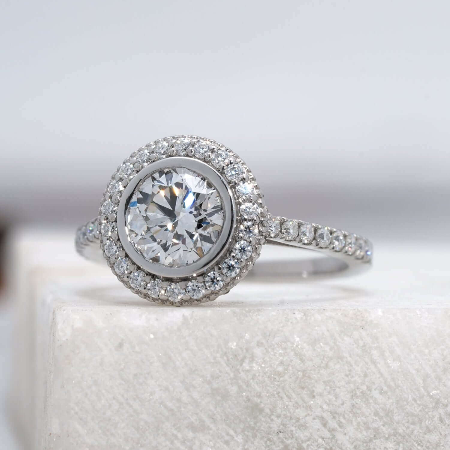 Hepburn Vintage Double Halo Lab Diamond Ring