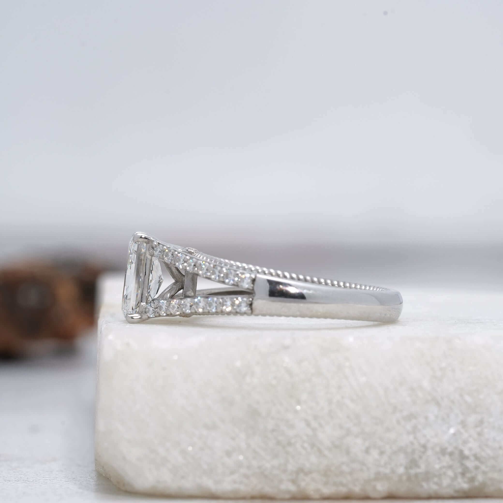 Monroe Radiant Cut Vintage Split Shank Ring