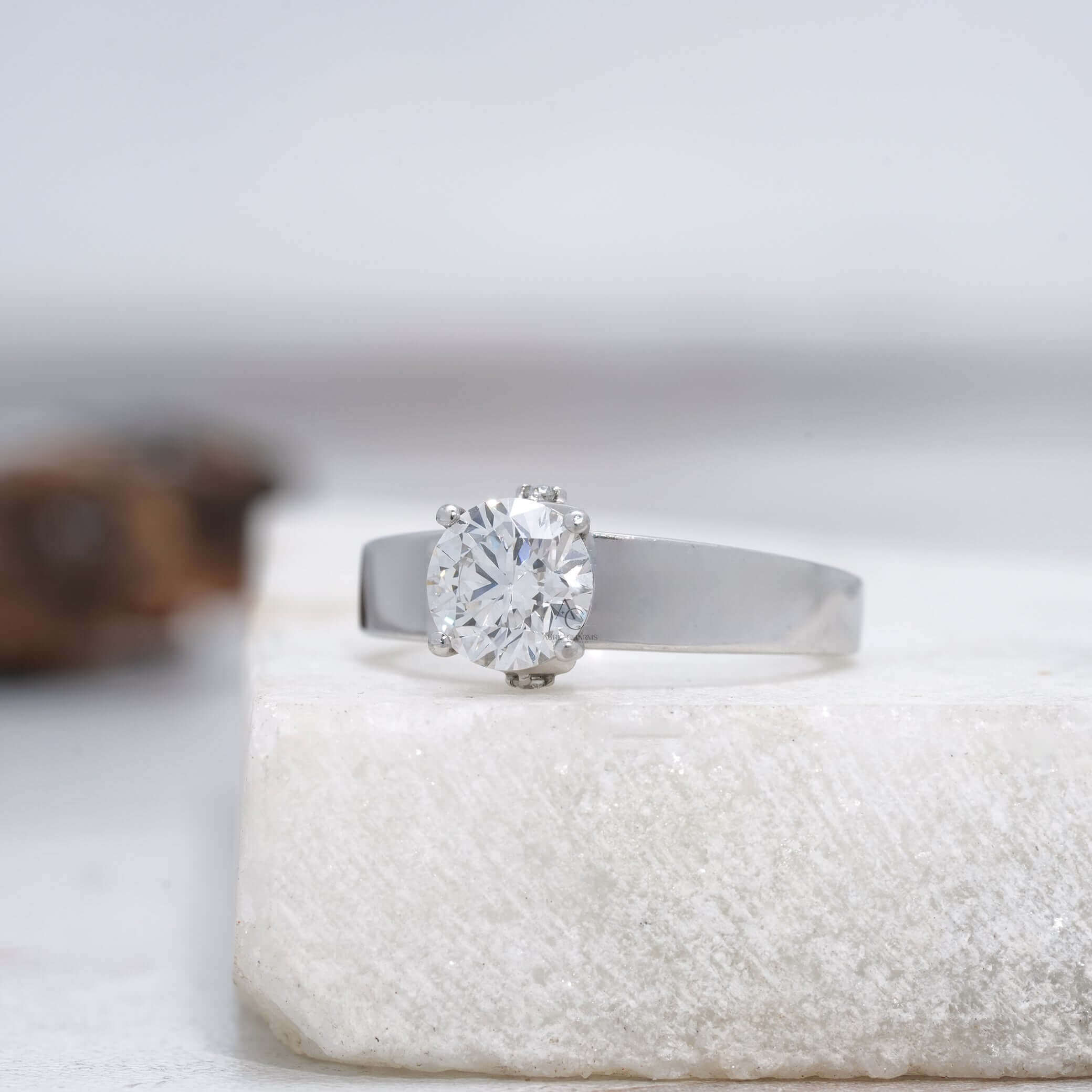 Modern Solitaire Round Brilliant Cut Lab Grown Diamond Ring