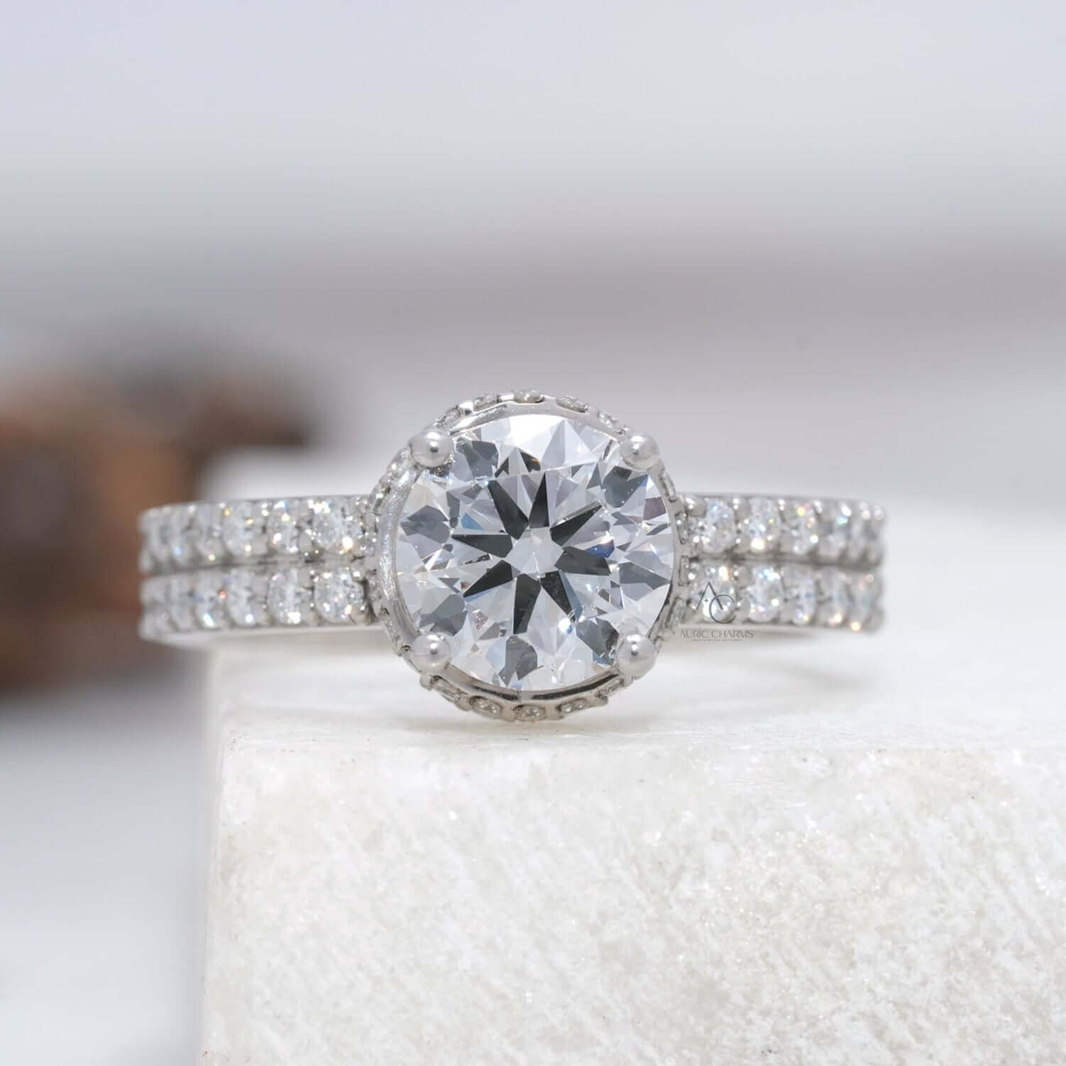 Hathaway Hidden Halo Double Row Diamond Ring