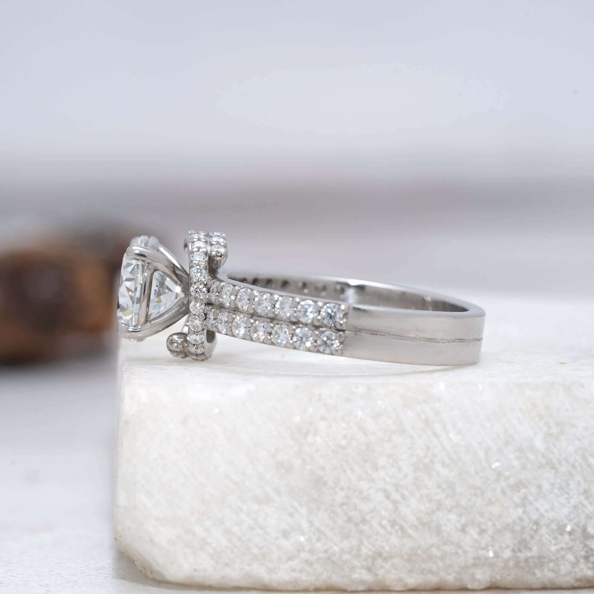 Hathaway Hidden Halo Double Row Diamond Ring