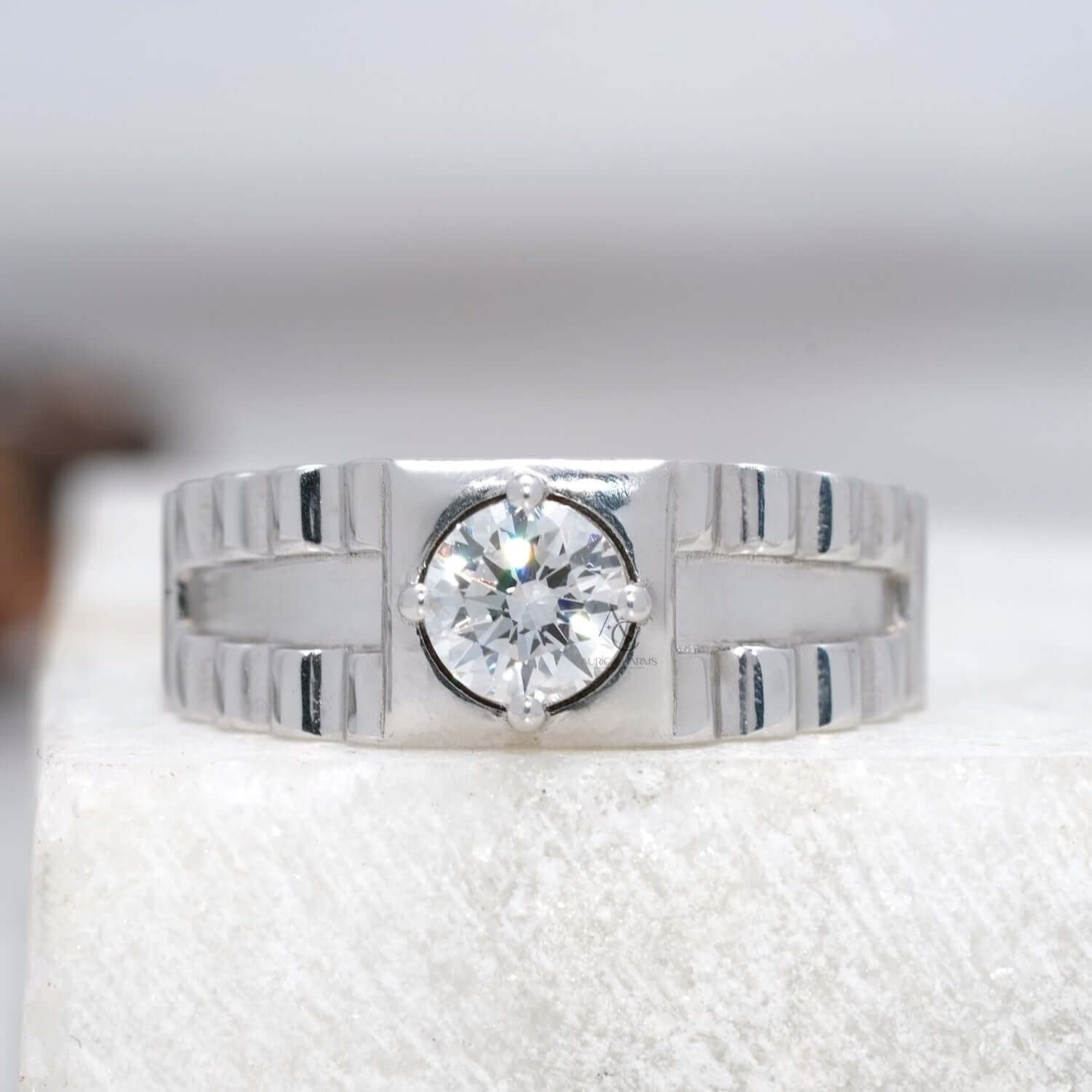 Rolex-Inspired Luxe Men's Solitaire Diamond Ring