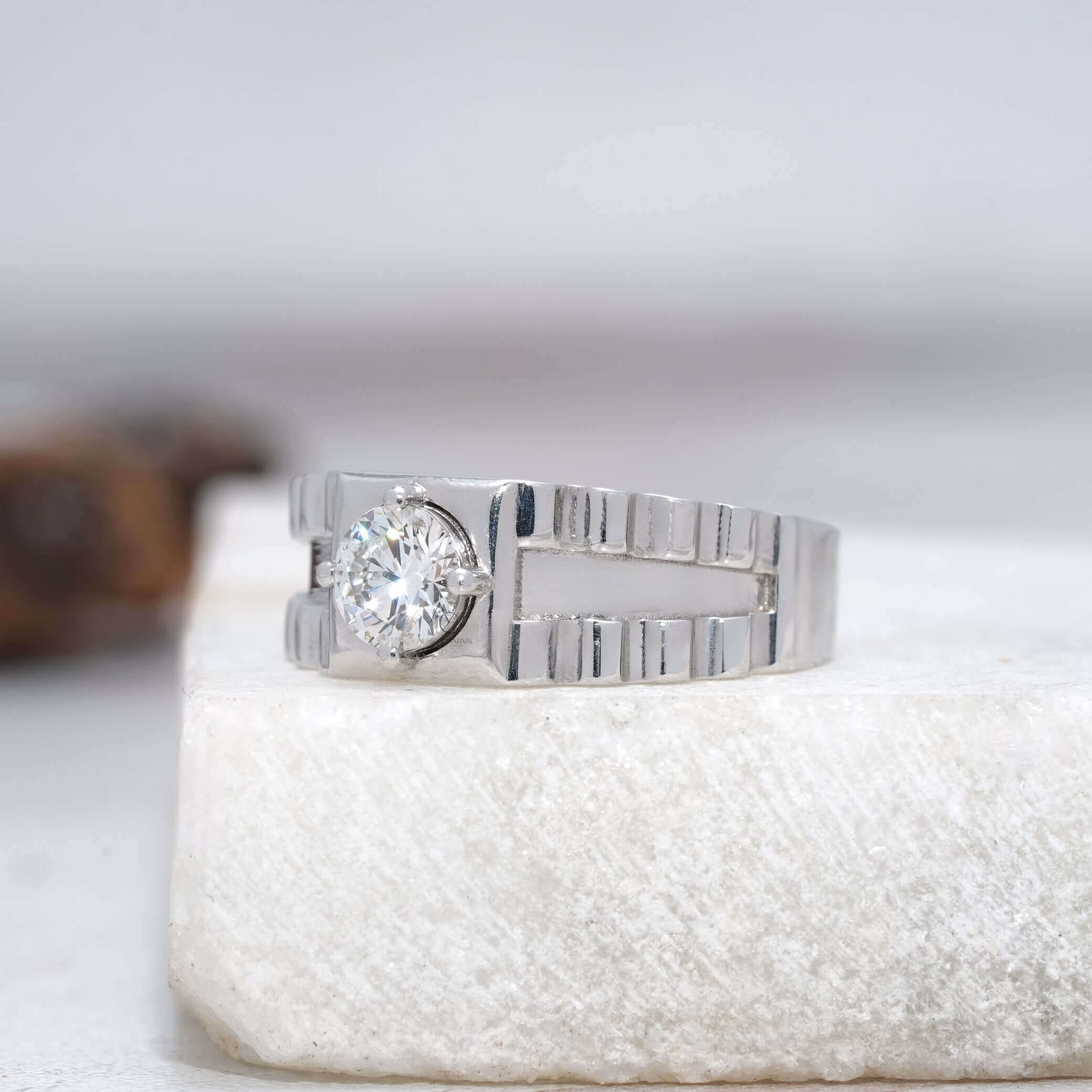 Rolex-Inspired Luxe Men's Solitaire Diamond Ring