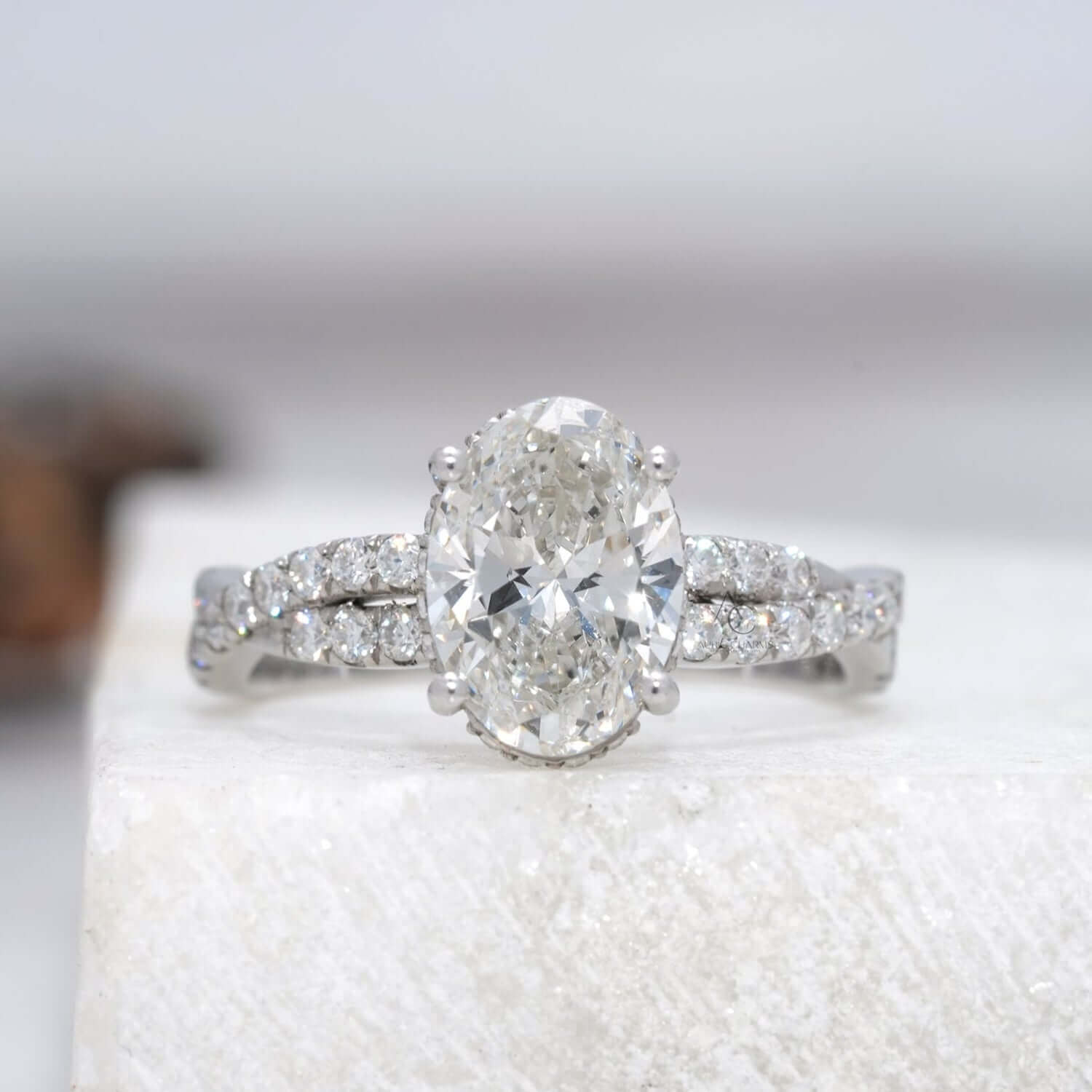 Hadid Oval Cut Twist Lab Diamond Engagement Ring