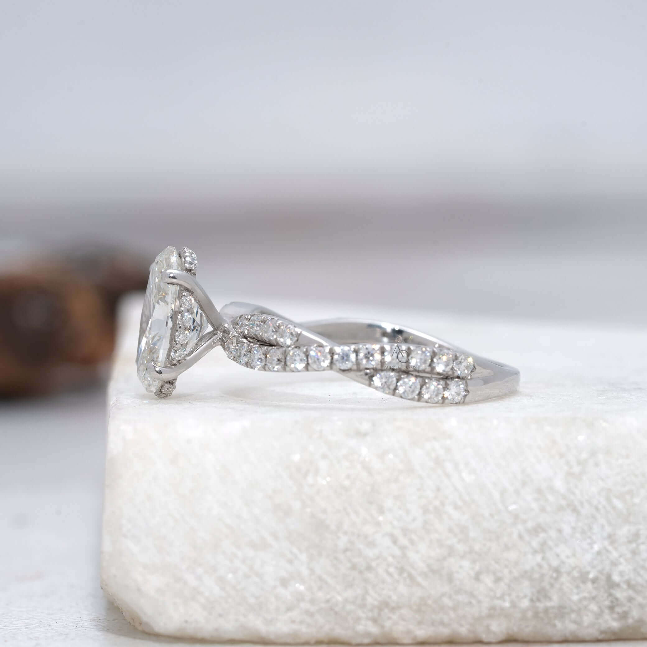 Hadid Oval Cut Twist Lab Diamond Engagement Ring