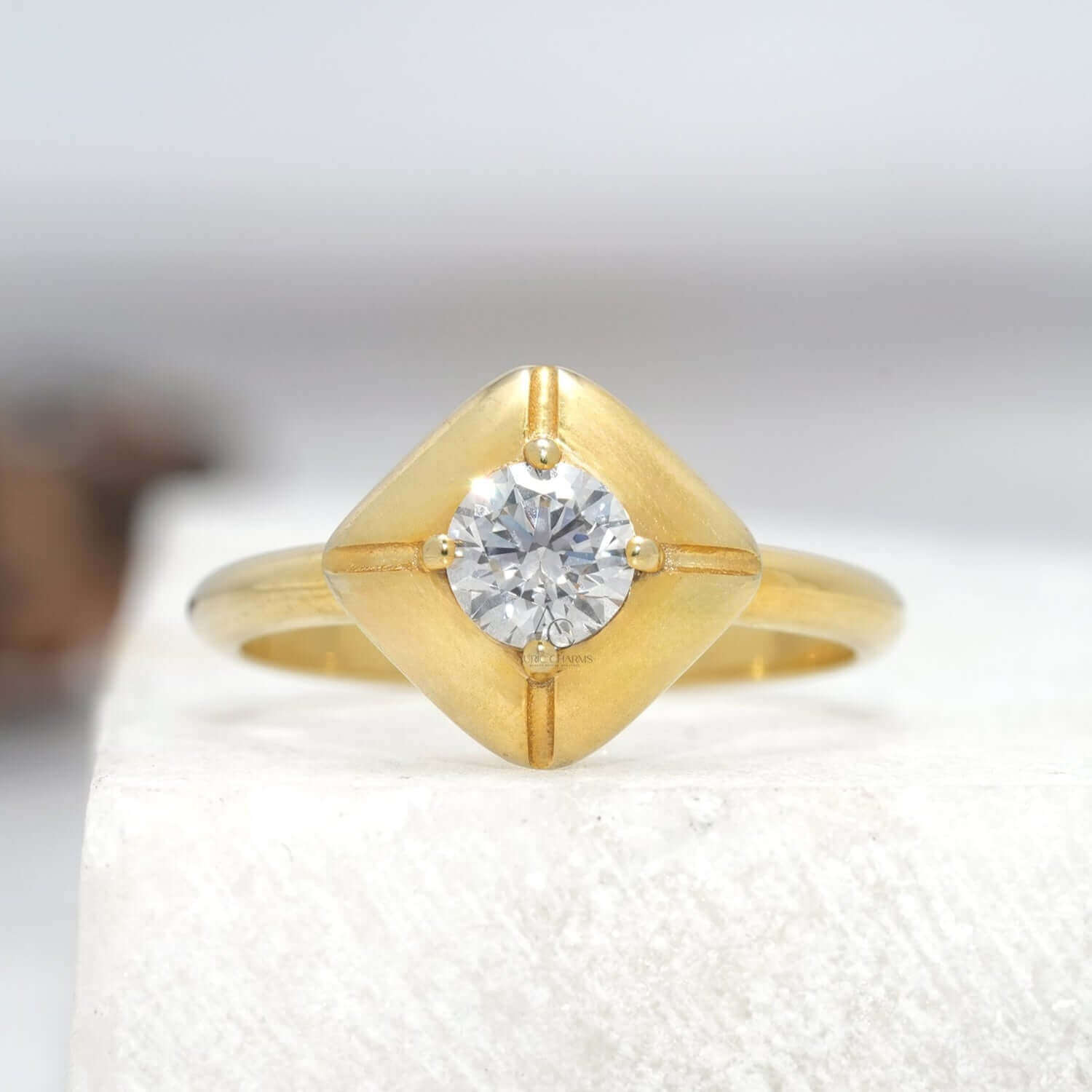 Nova Star-Shaped Bezel Solitaire Diamond Ring