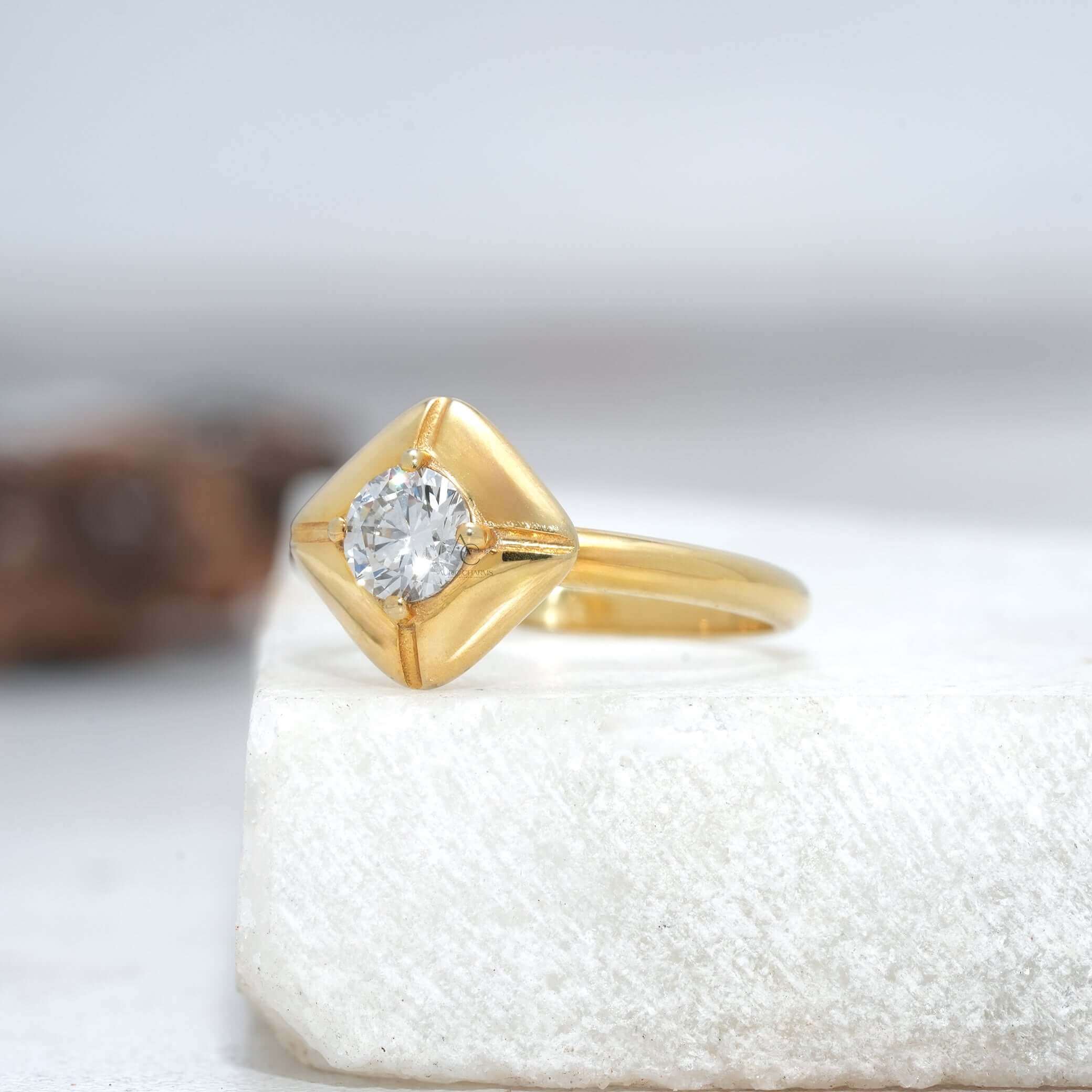 Nova Star-Shaped Bezel Solitaire Diamond Ring