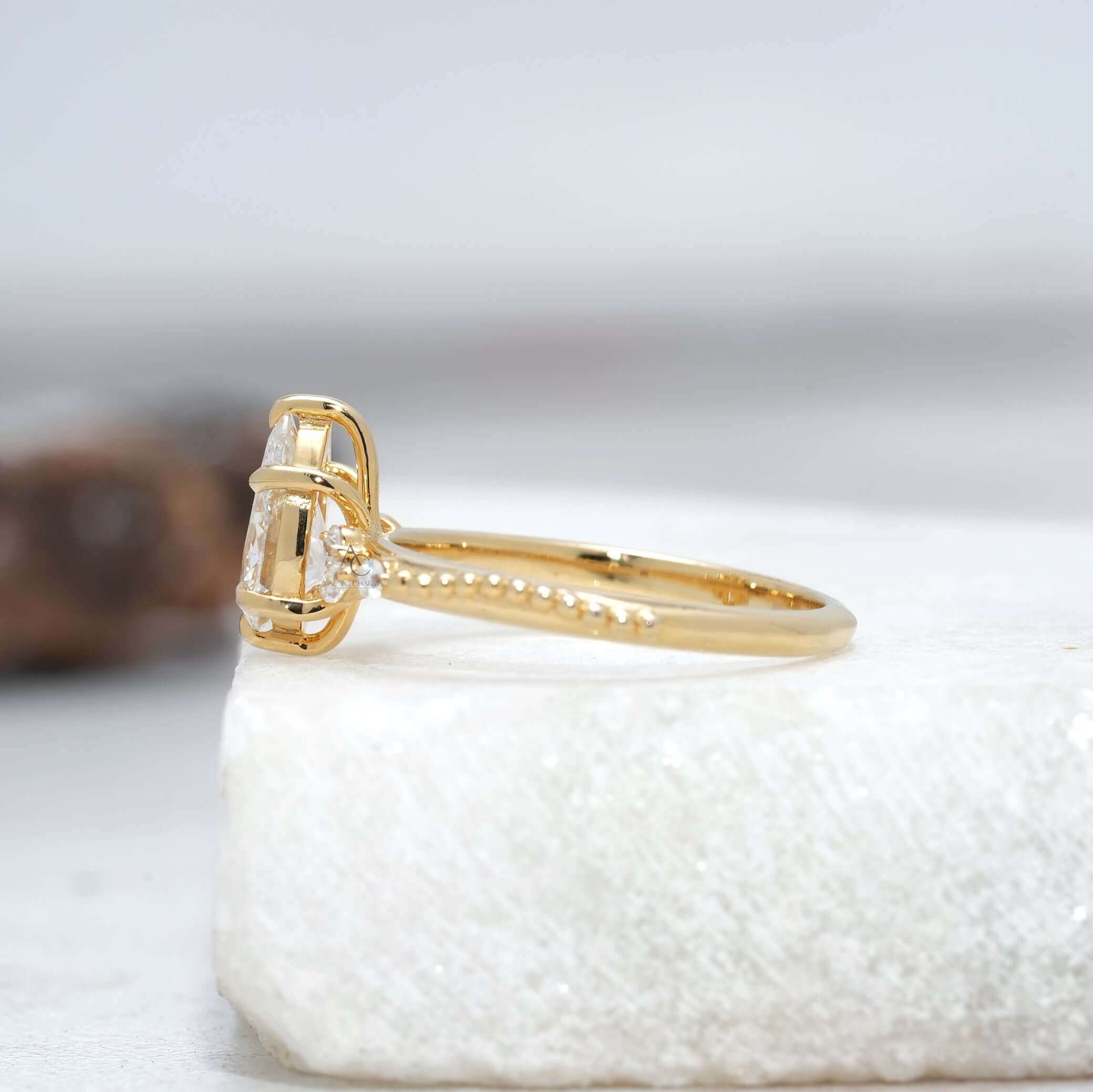 Diamond floral engagement ring on hand, radiating brilliance and exquisite luxury.