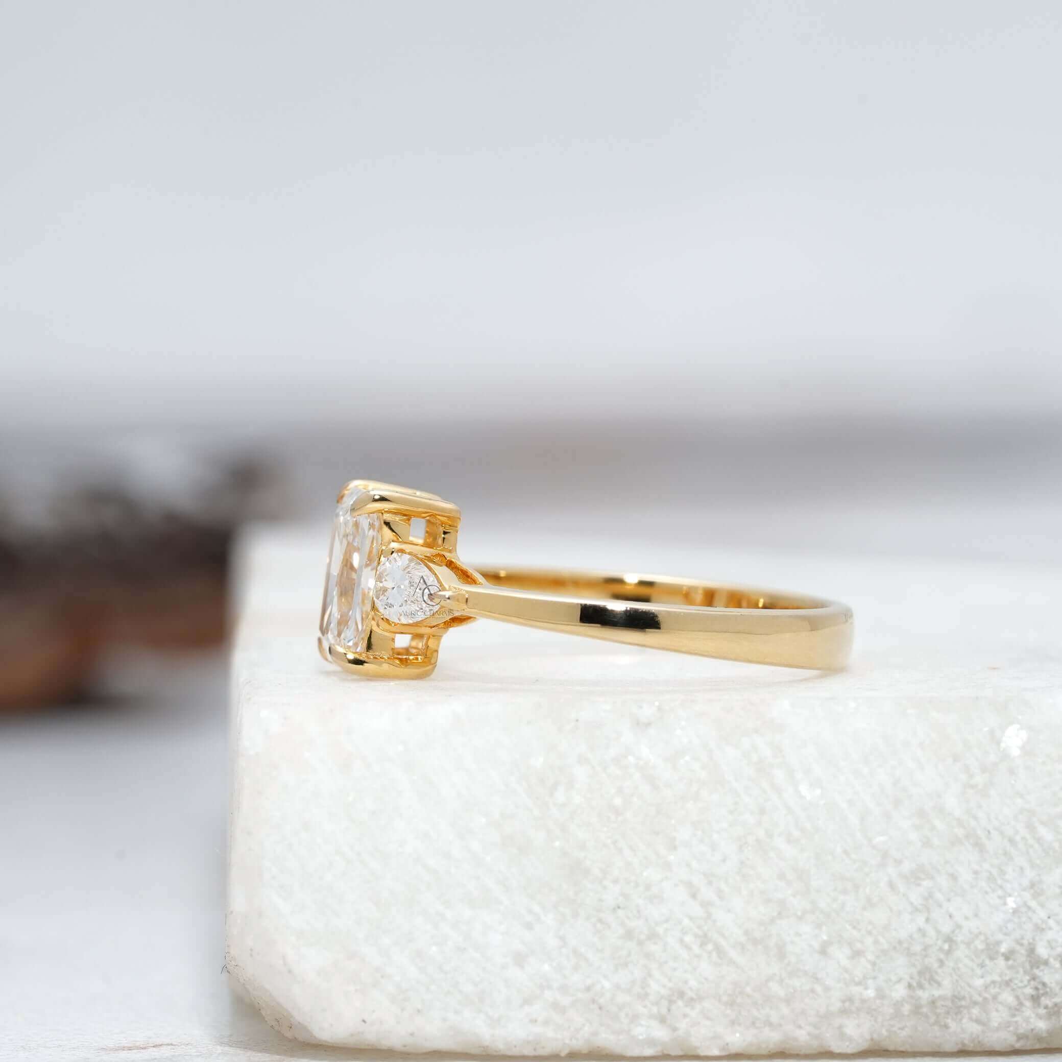 Elara Radiant & Pear Three-Stone Diamond Ring