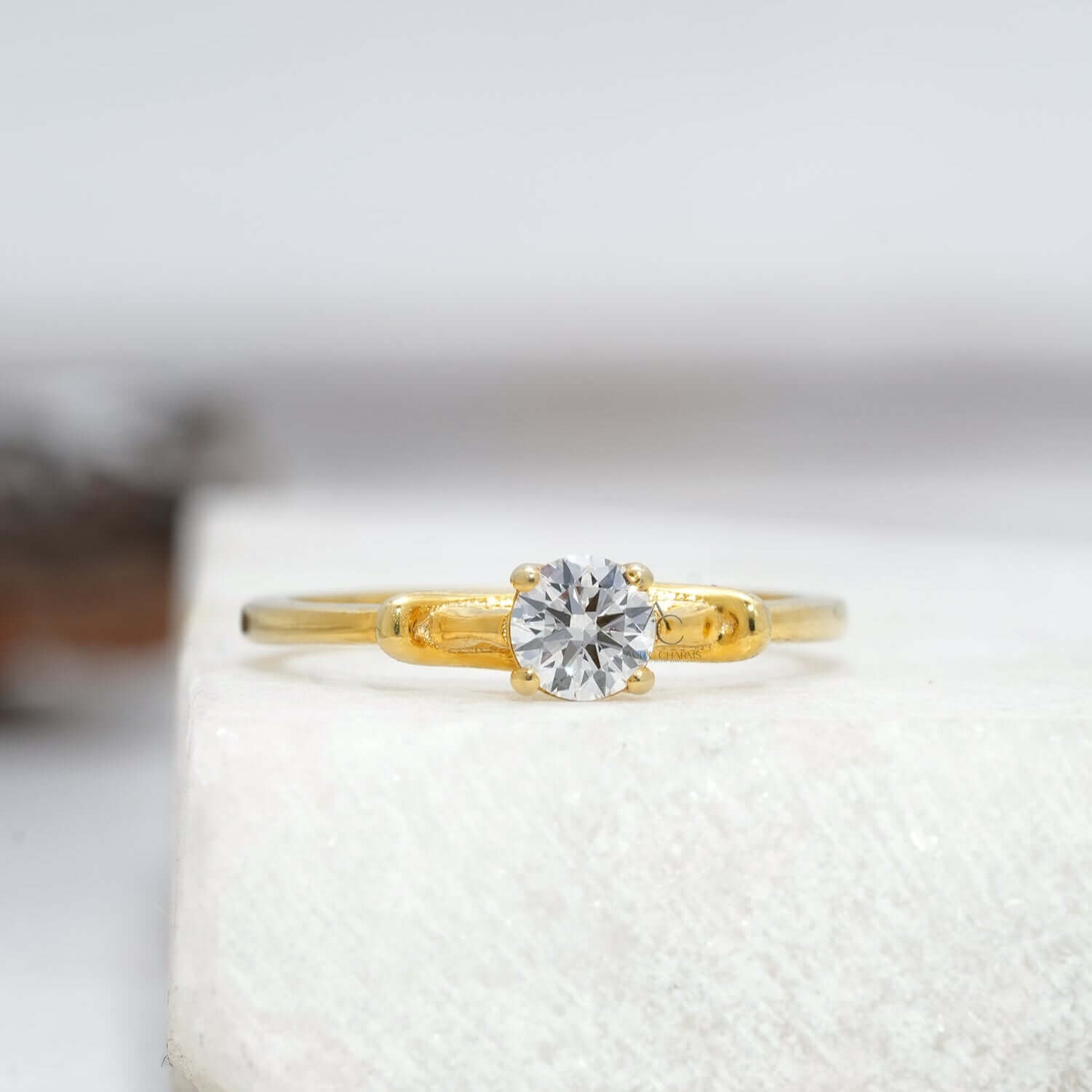 Sezen Fancy Round Solitaire Engagement Ring