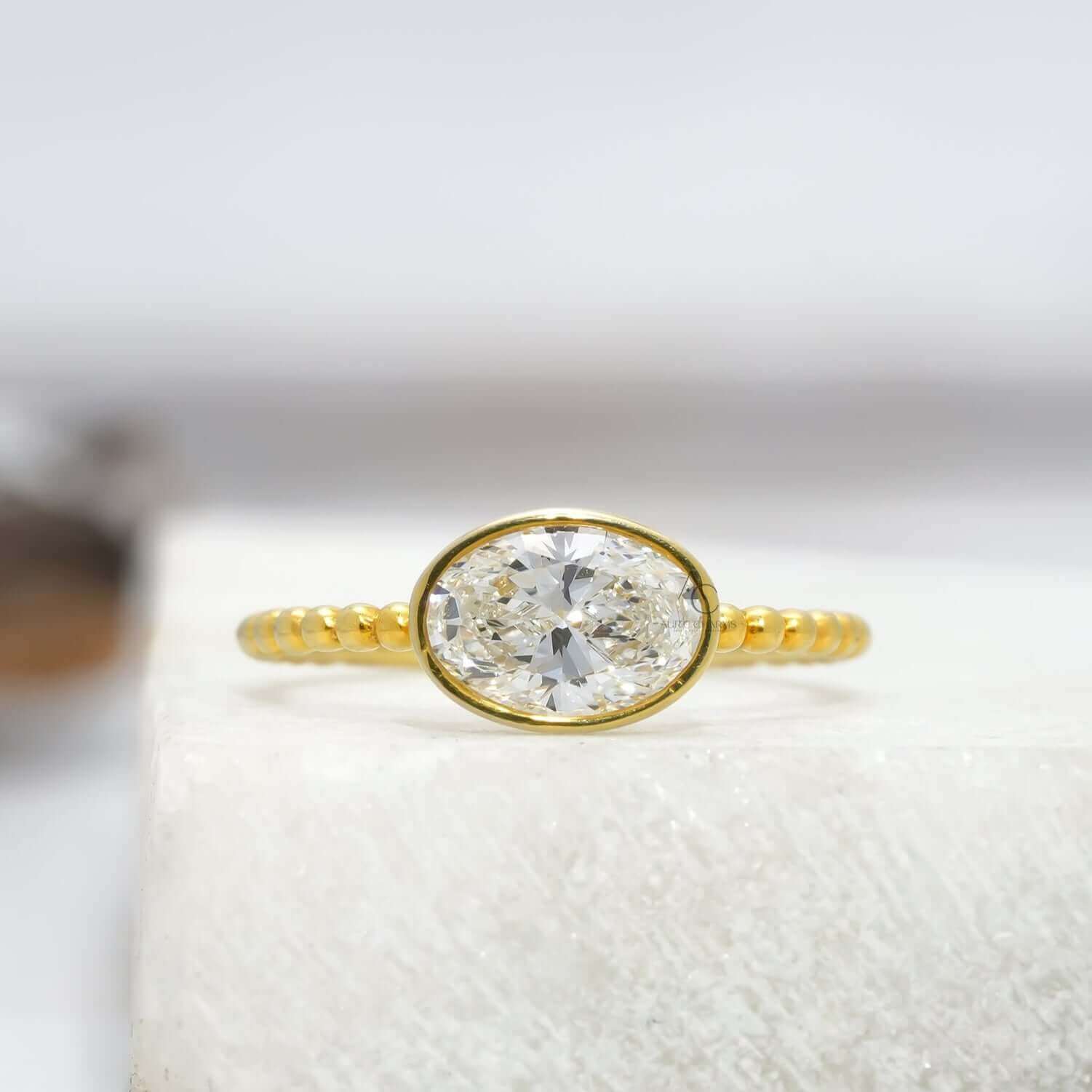 Classic Bezel Set Solitaire Oval Cut Lab Grown Diamond Engagement Ring