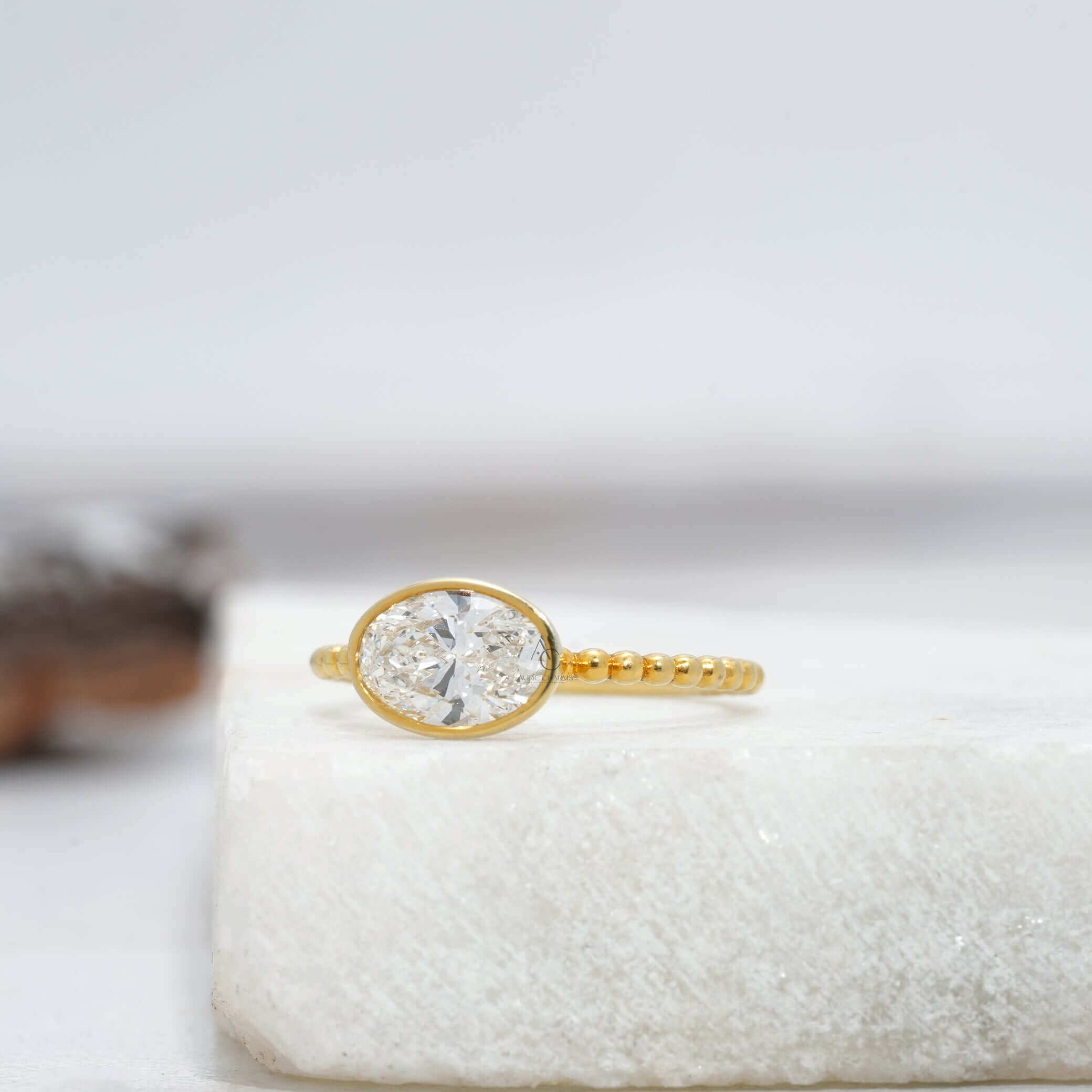 Classic Bezel Set Solitaire Oval Cut Lab Grown Diamond Engagement Ring