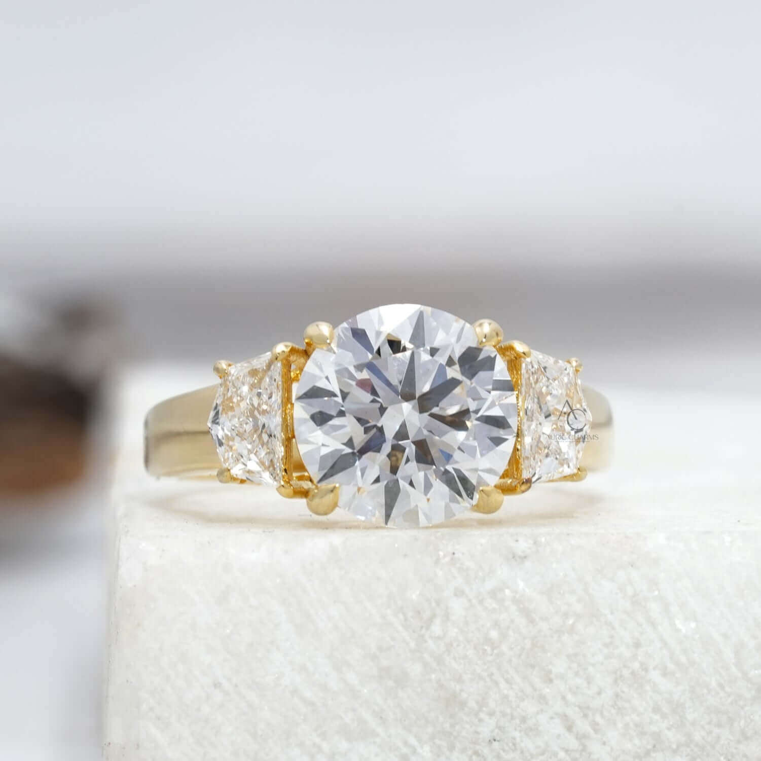 Monroe Three-Stone Round Diamond Ring
