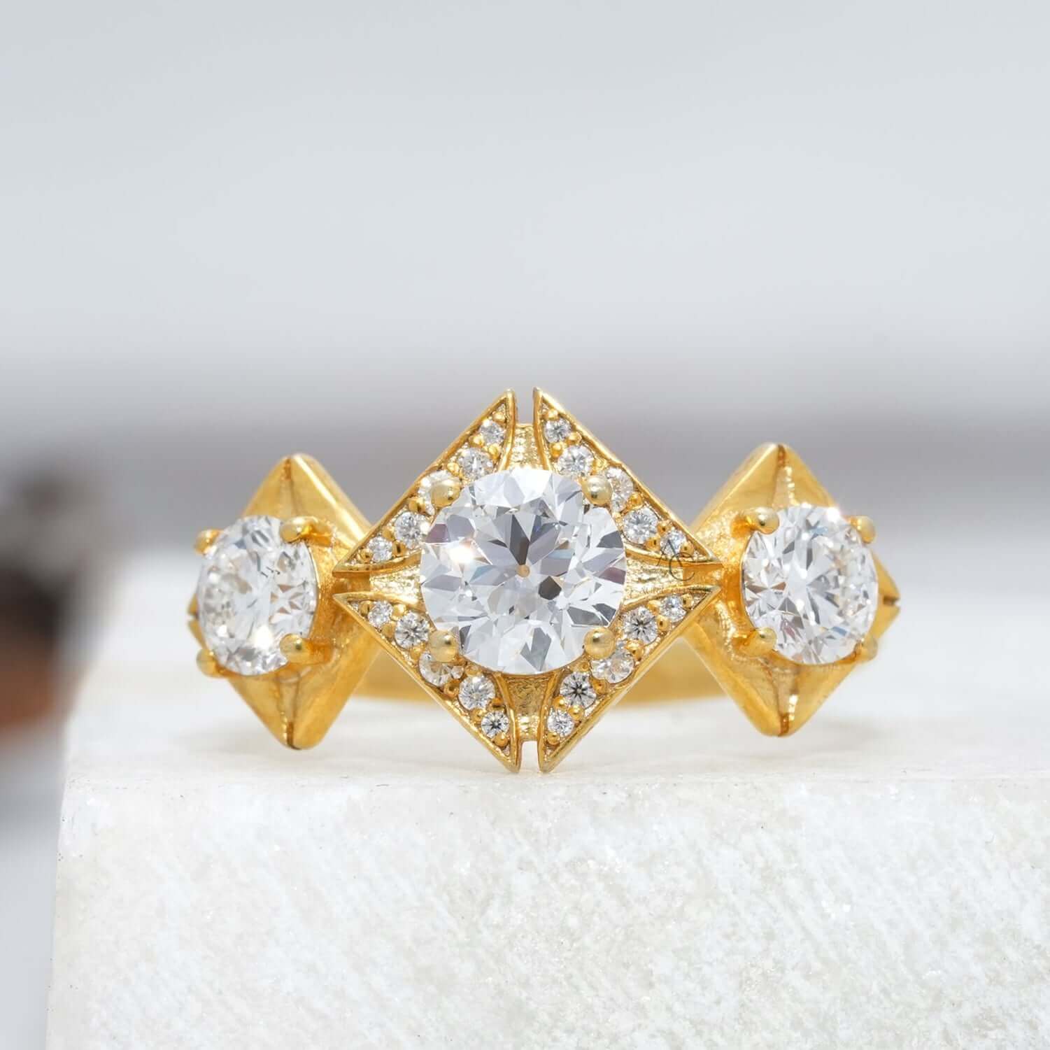 Florence Floral Inspired Three-Stone Diamond Ring