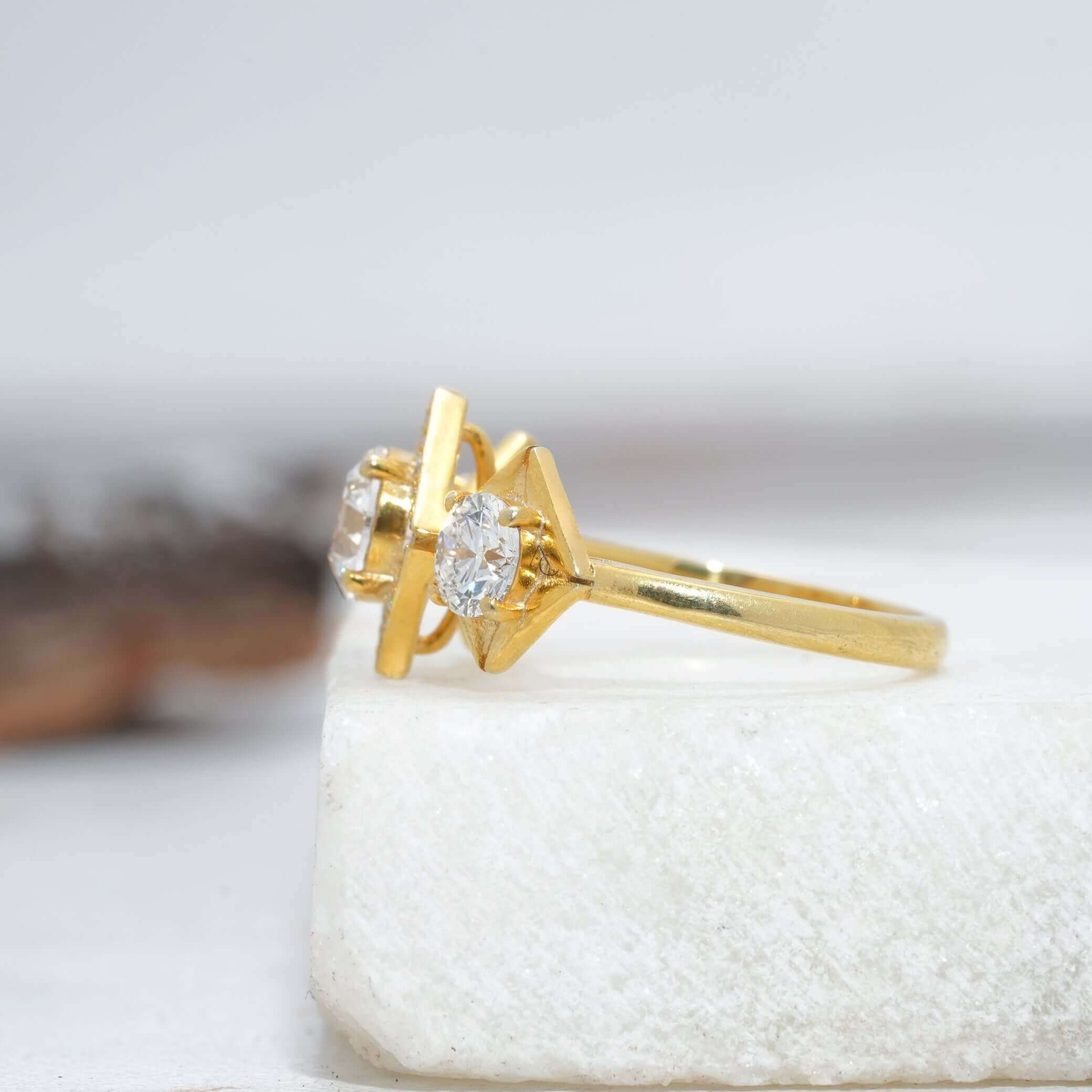 Florence Floral Inspired Three-Stone Diamond Ring