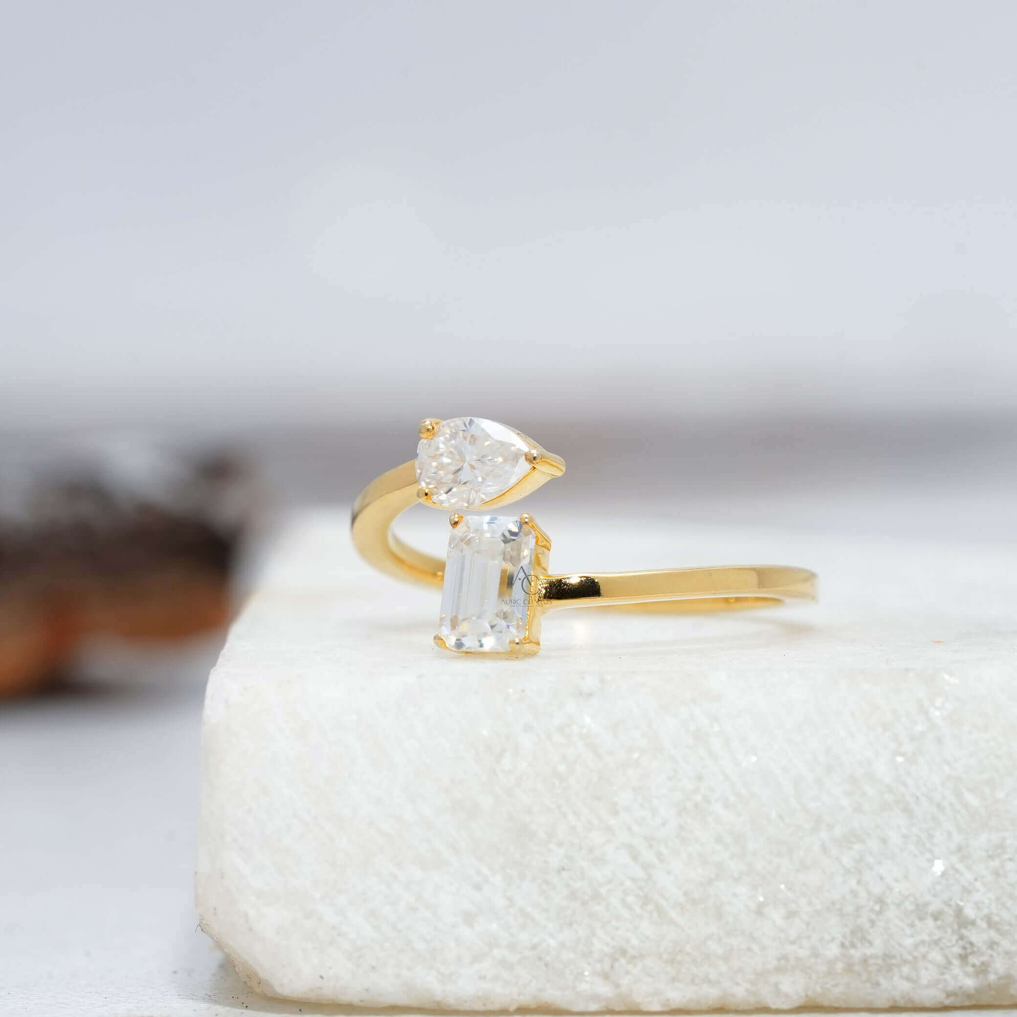 Zendaya Pear & Emerald Cut Open Diamond Ring