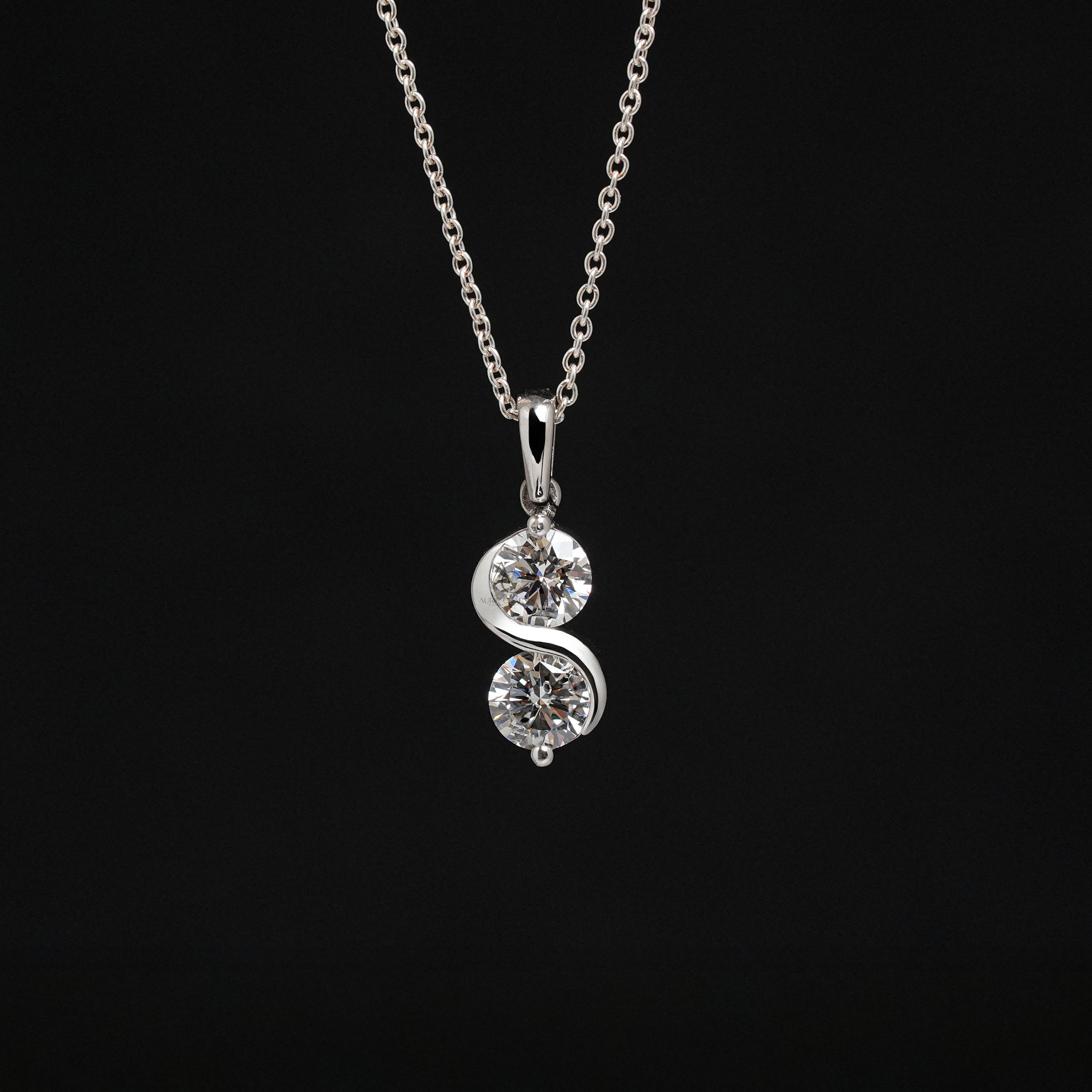 2.00 Ct Toi et Moi Round Diamond Necklace