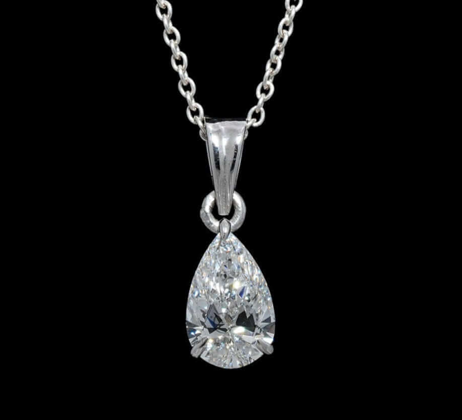 Jolie Pear Cut Solitaire Diamond Pendant