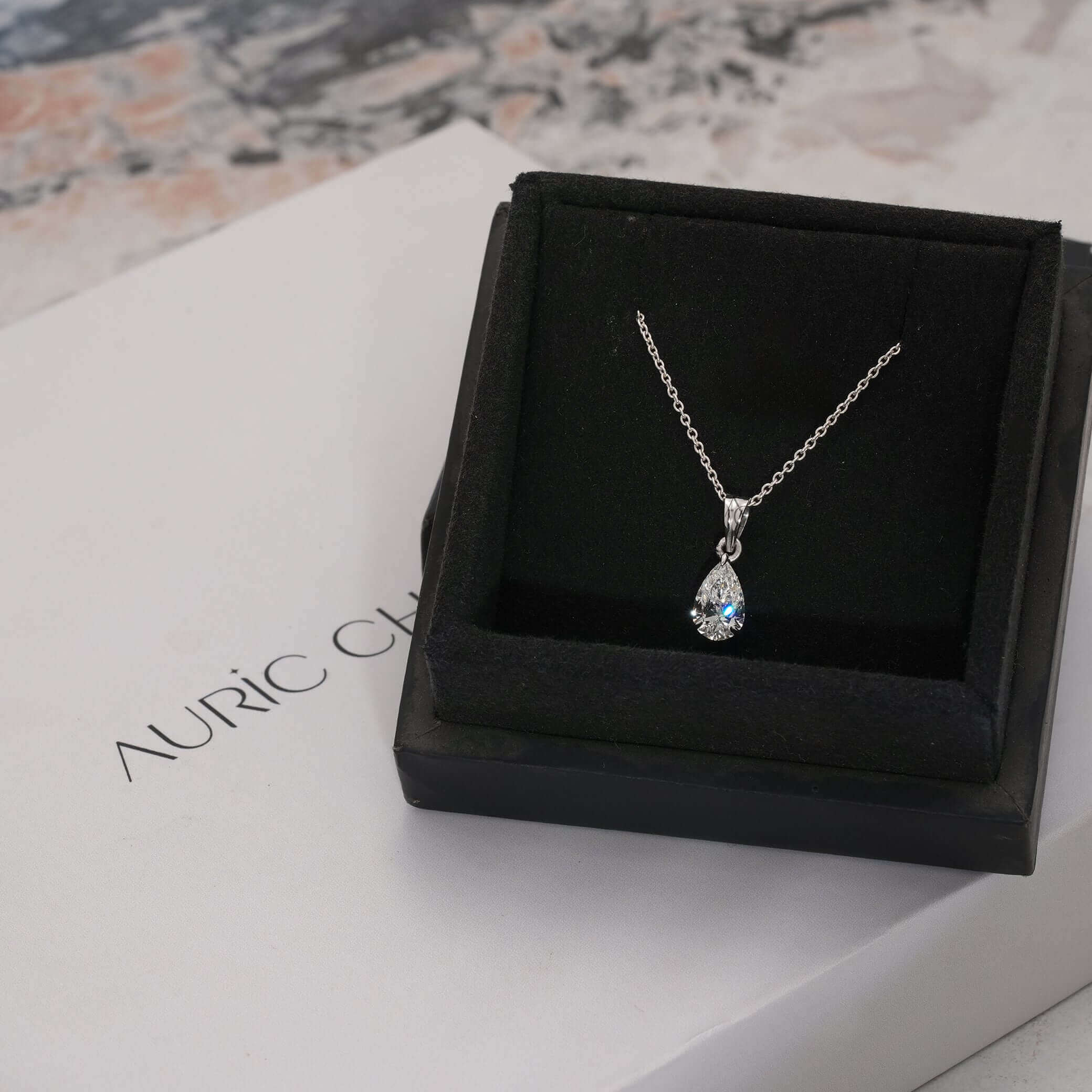 Jolie Pear Cut Solitaire Diamond Pendant