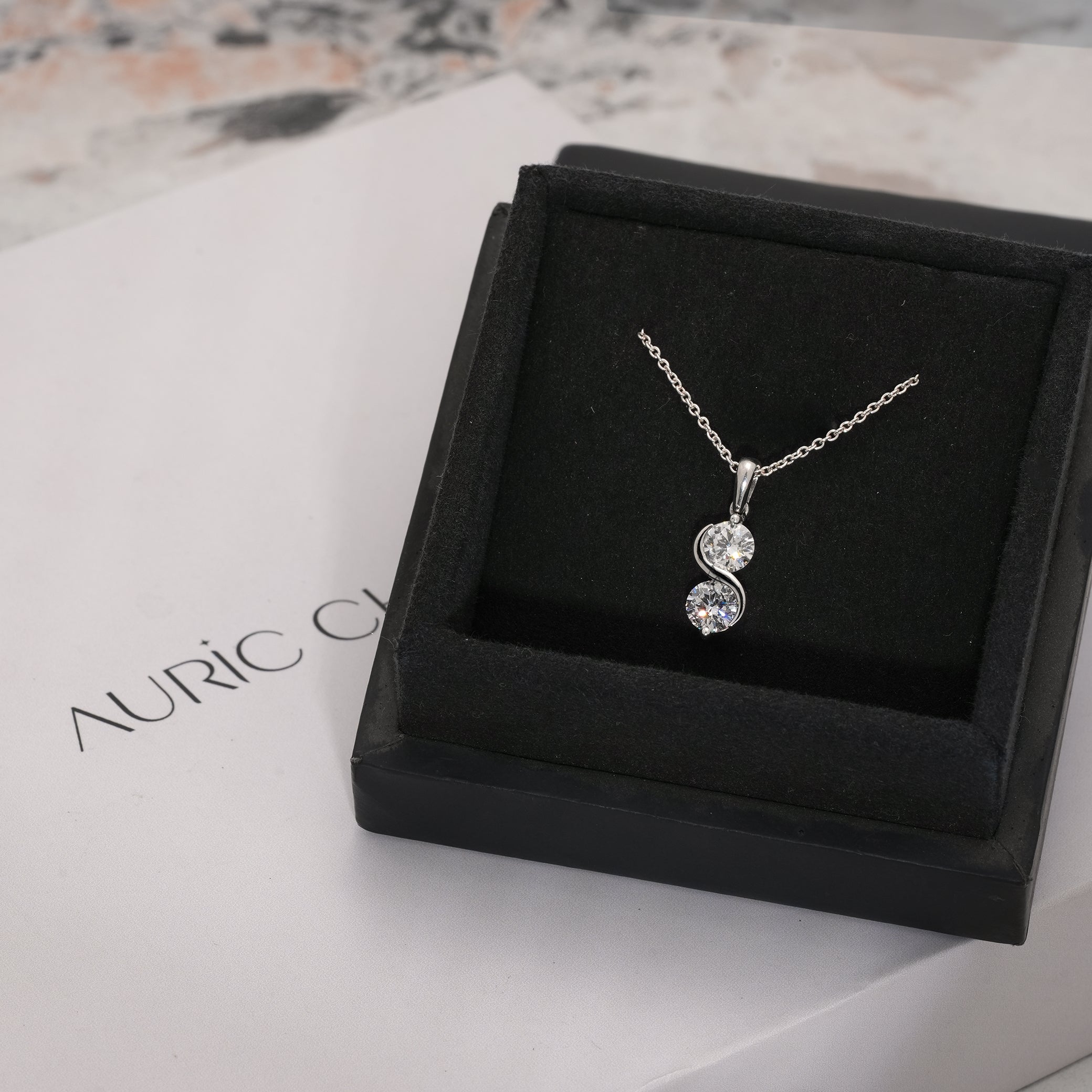 2.00 Ct Toi et Moi Round Diamond Necklace