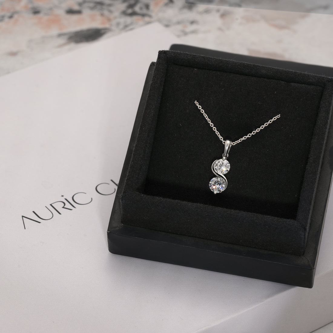 2.00 Ct Toi et Moi Round Diamond Necklace