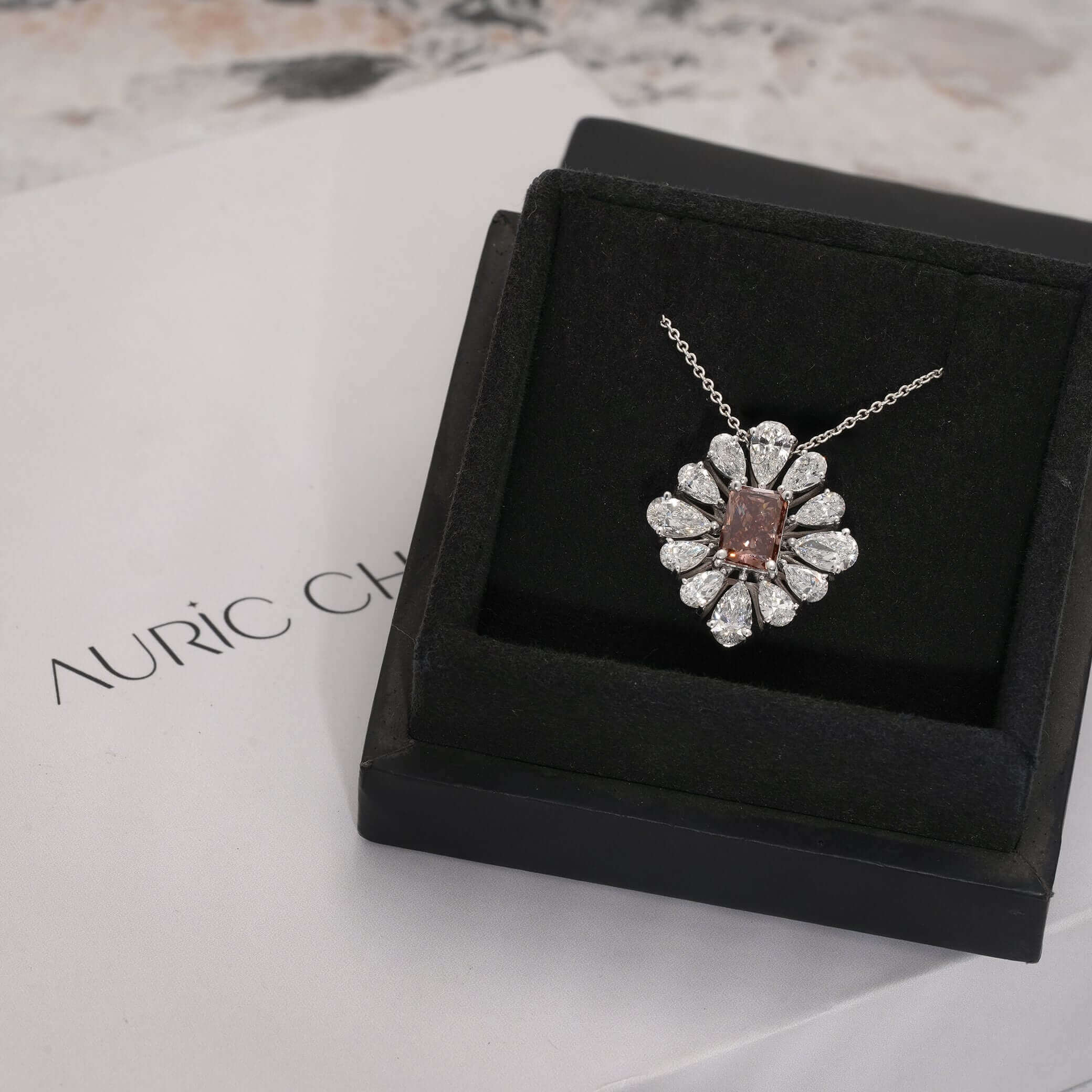 Monroe Deco Bloom Pink & Pear Diamond Pendant