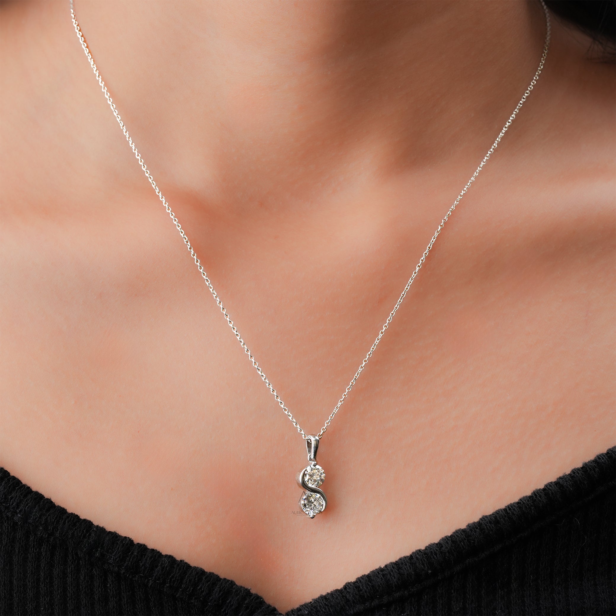 2.00 Ct Toi et Moi Round Diamond Necklace