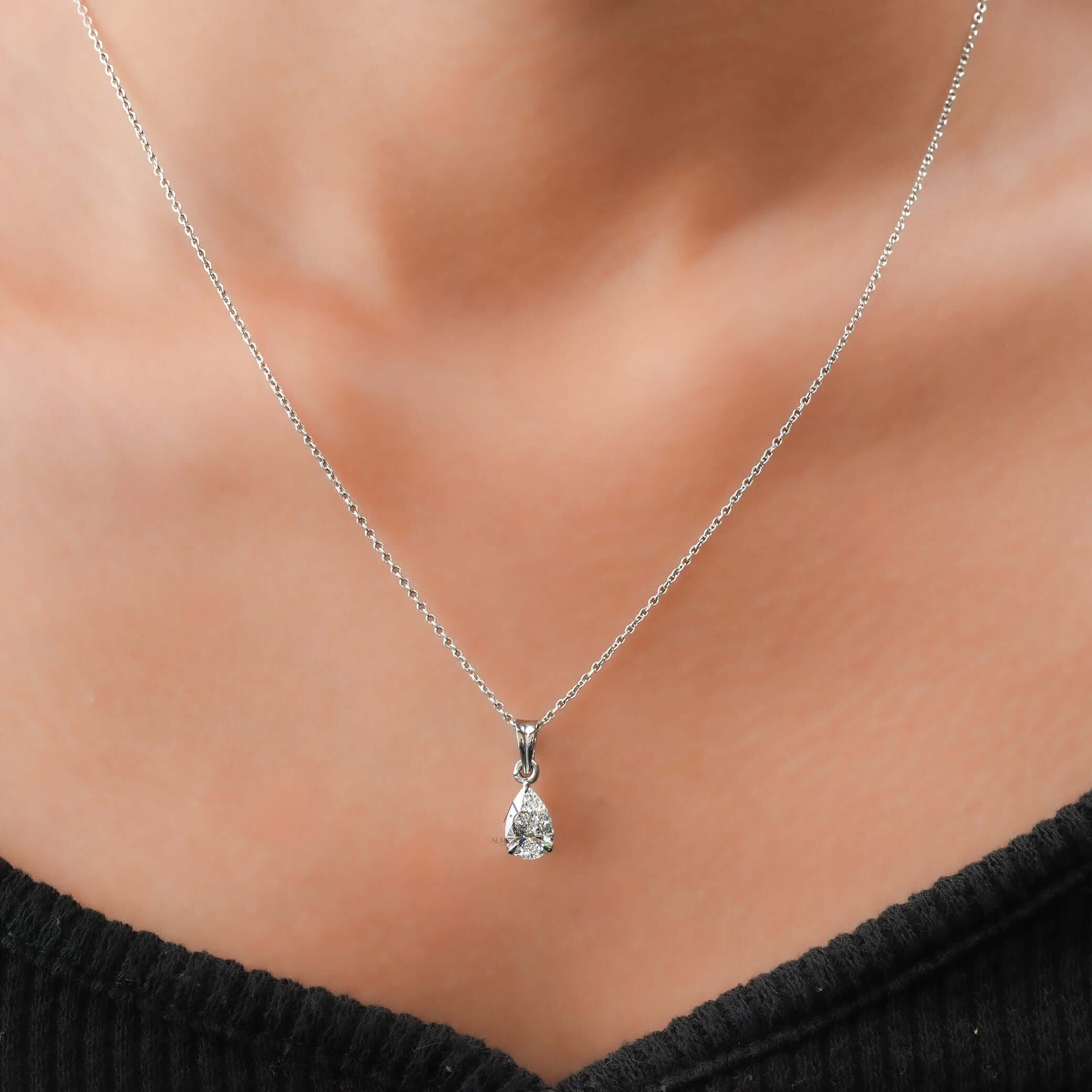 Jolie Pear Cut Solitaire Diamond Pendant