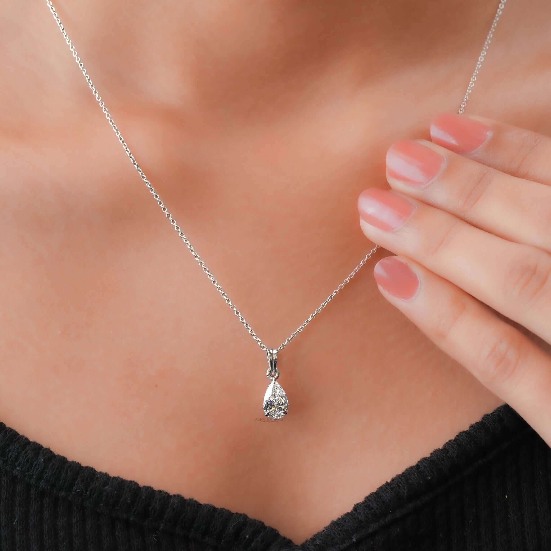 Jolie Pear Cut Solitaire Diamond Pendant