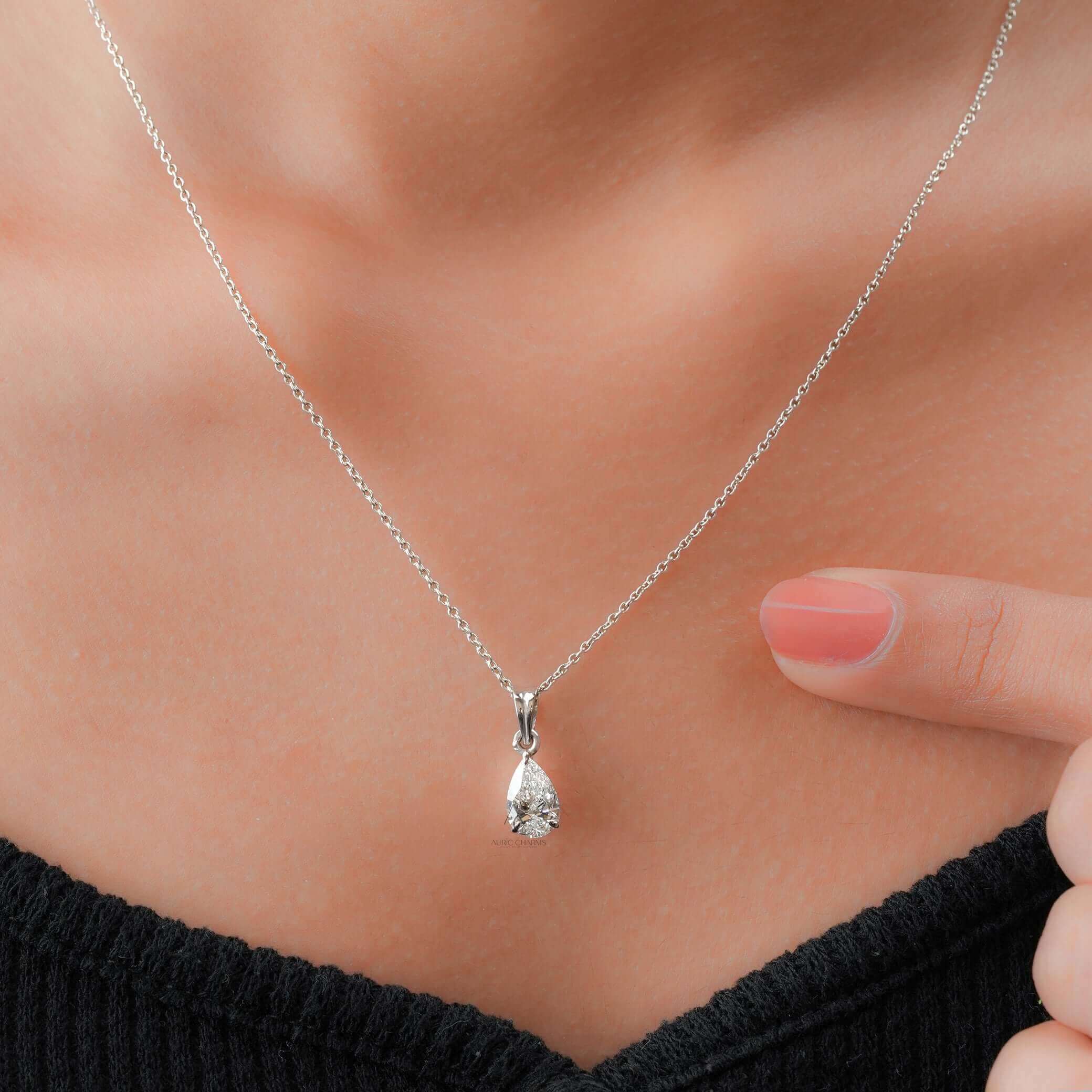 Jolie Pear Cut Solitaire Diamond Pendant