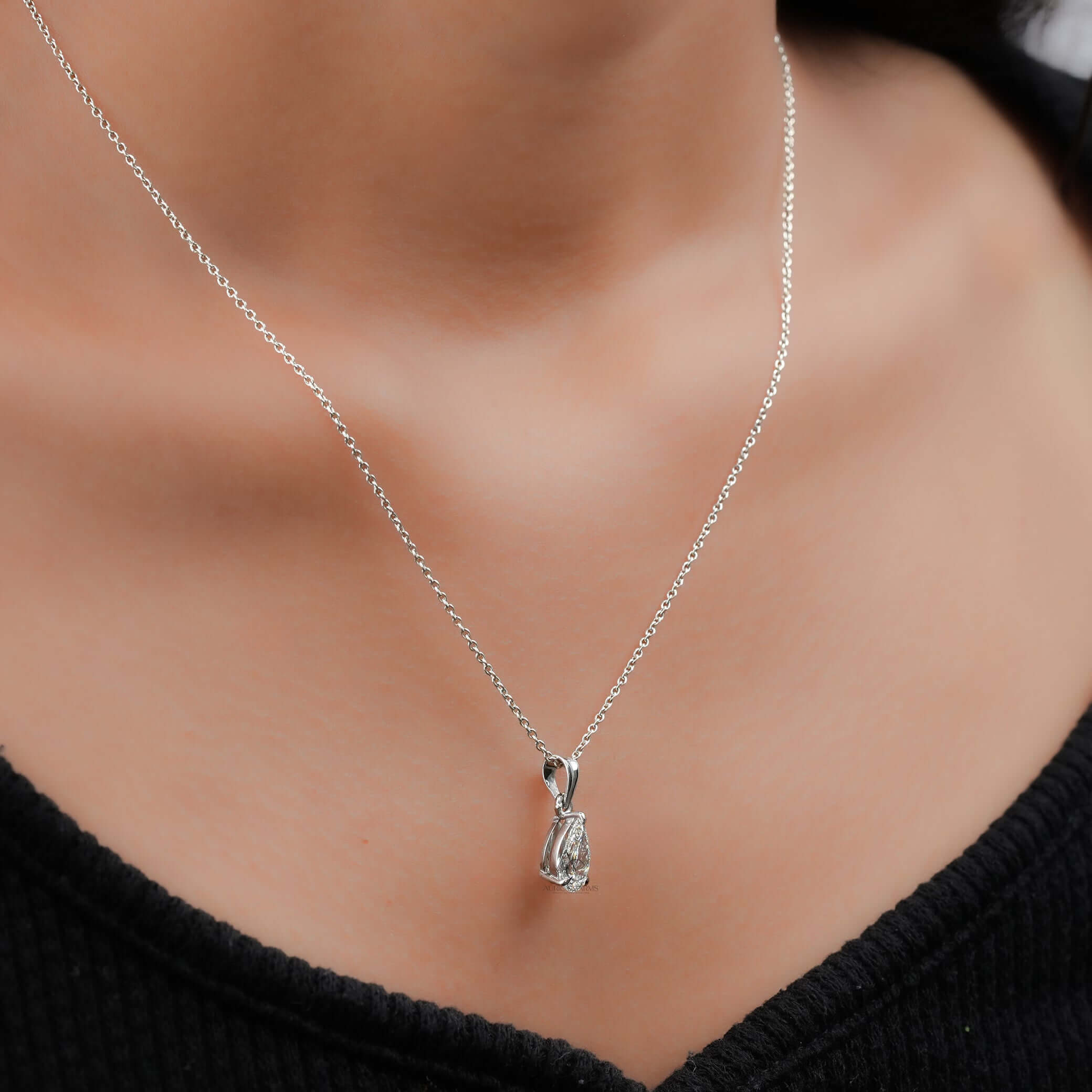 Jolie Pear Cut Solitaire Diamond Pendant