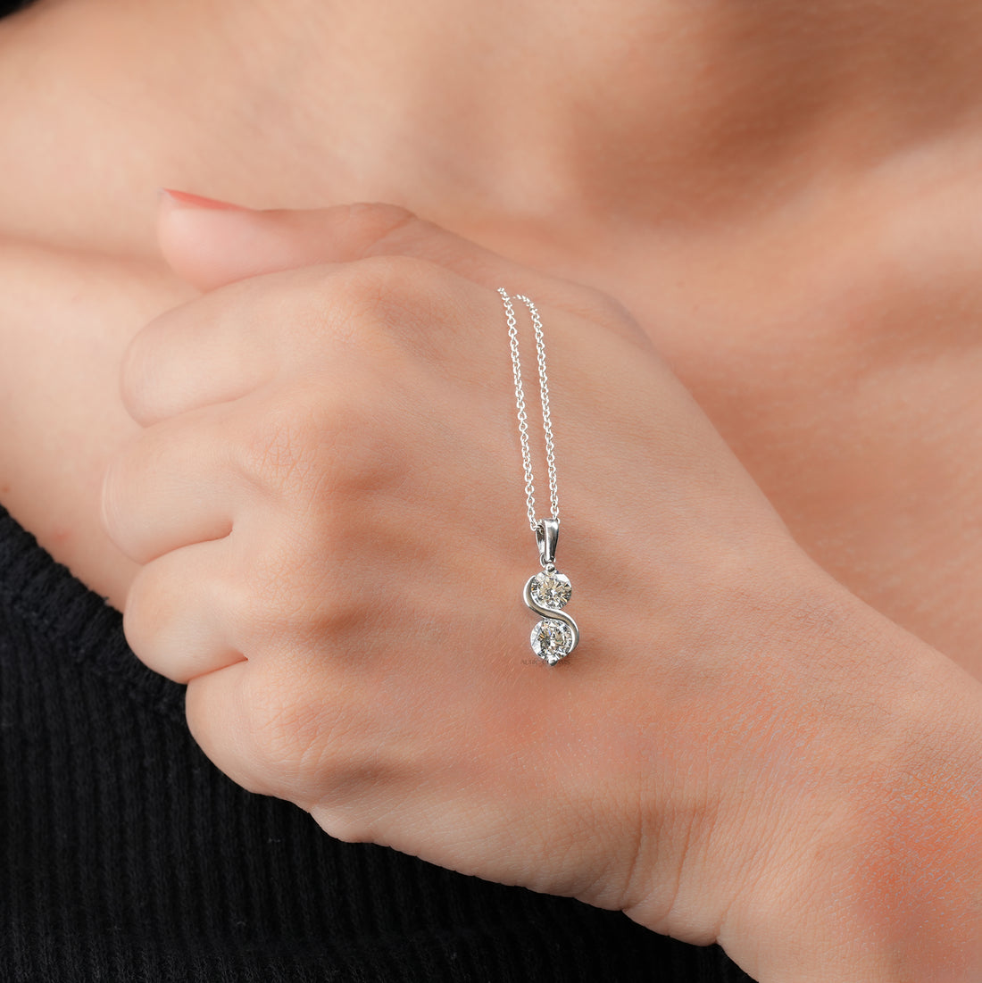 2.00 Ct Toi et Moi Round Diamond Necklace
