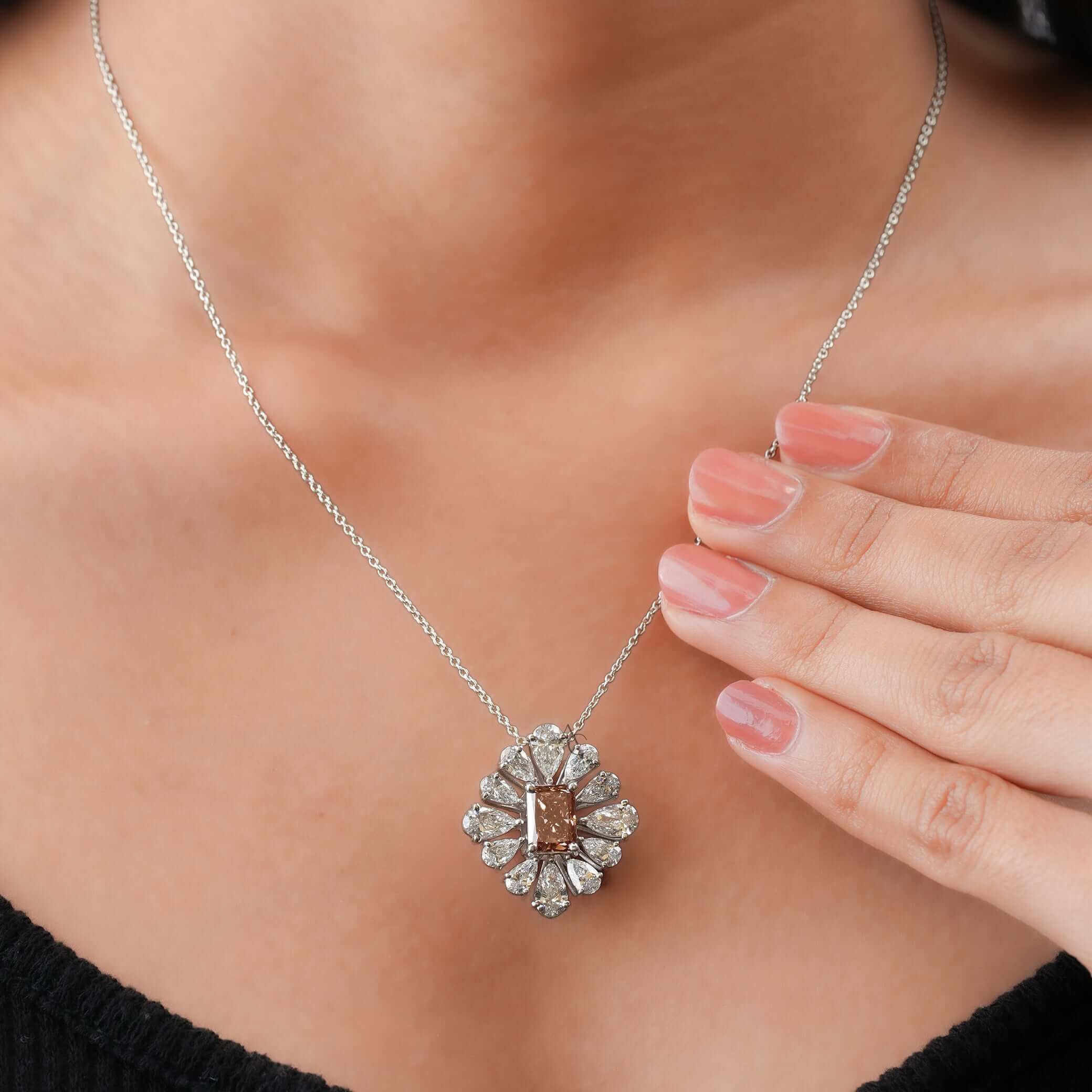 Monroe Deco Bloom Pink & Pear Diamond Pendant